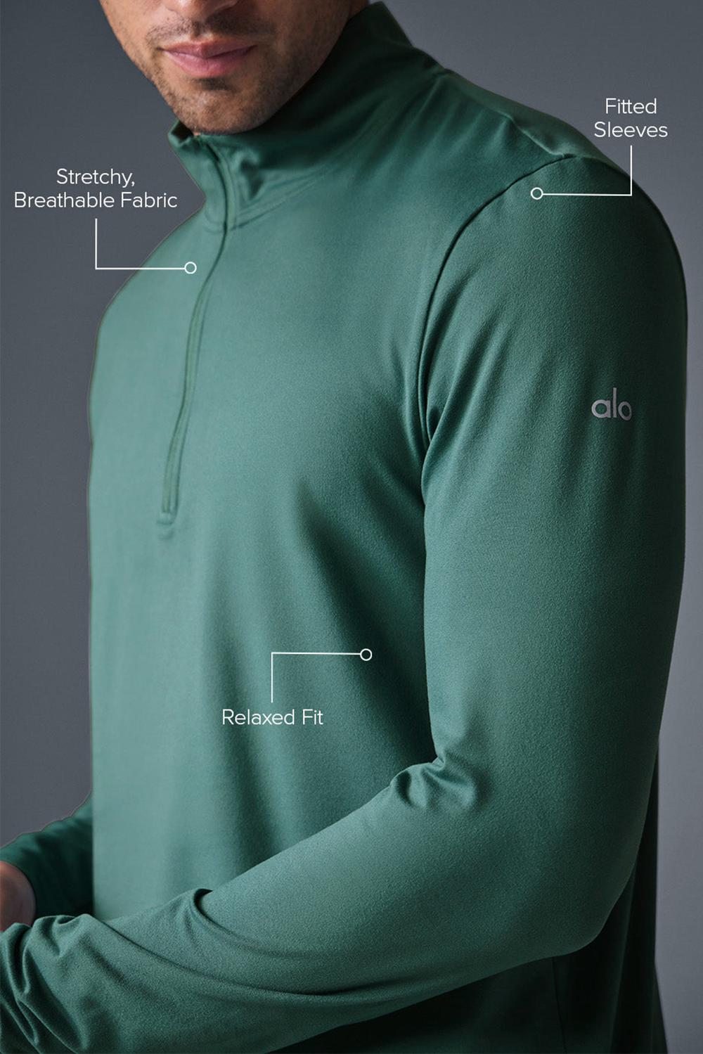 Alo Yoga Conquer 1/4 Zip Reform Miesten Pitkähihainen Winter Ivy | Suomi  8017-HCWEL
