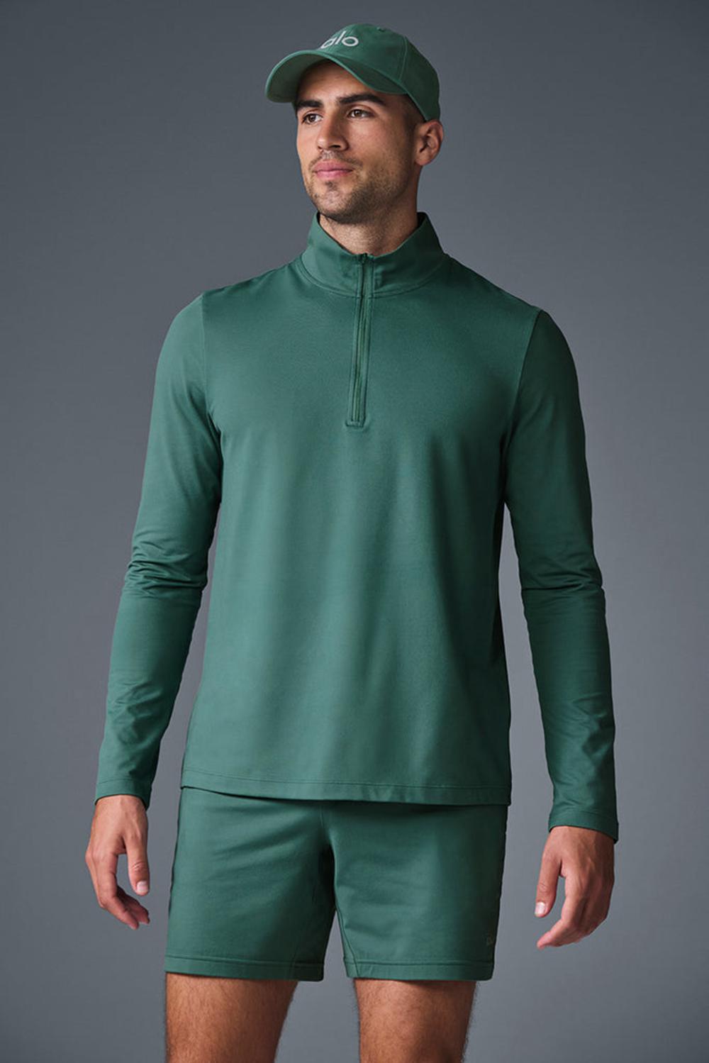 Alo Yoga Conquer 1/4 Zip Reform Miesten Pitkähihainen Winter Ivy | Suomi  8017-HCWEL