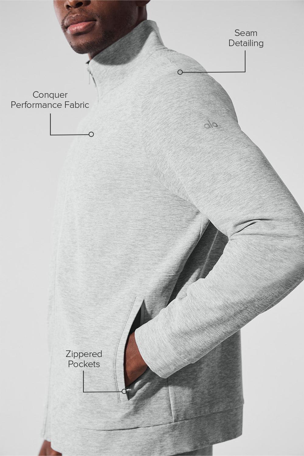 Alo Yoga Conquer Max Mock Neck Full Zip Miesten Takit Harmaat | Suomi  4627-QDKIT
