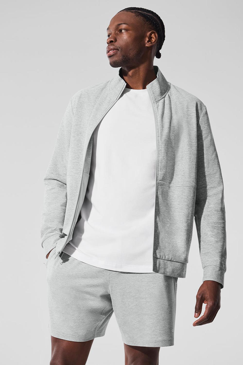 Alo Yoga Conquer Max Mock Neck Full Zip Miesten Takit Harmaat | Suomi  4627-QDKIT