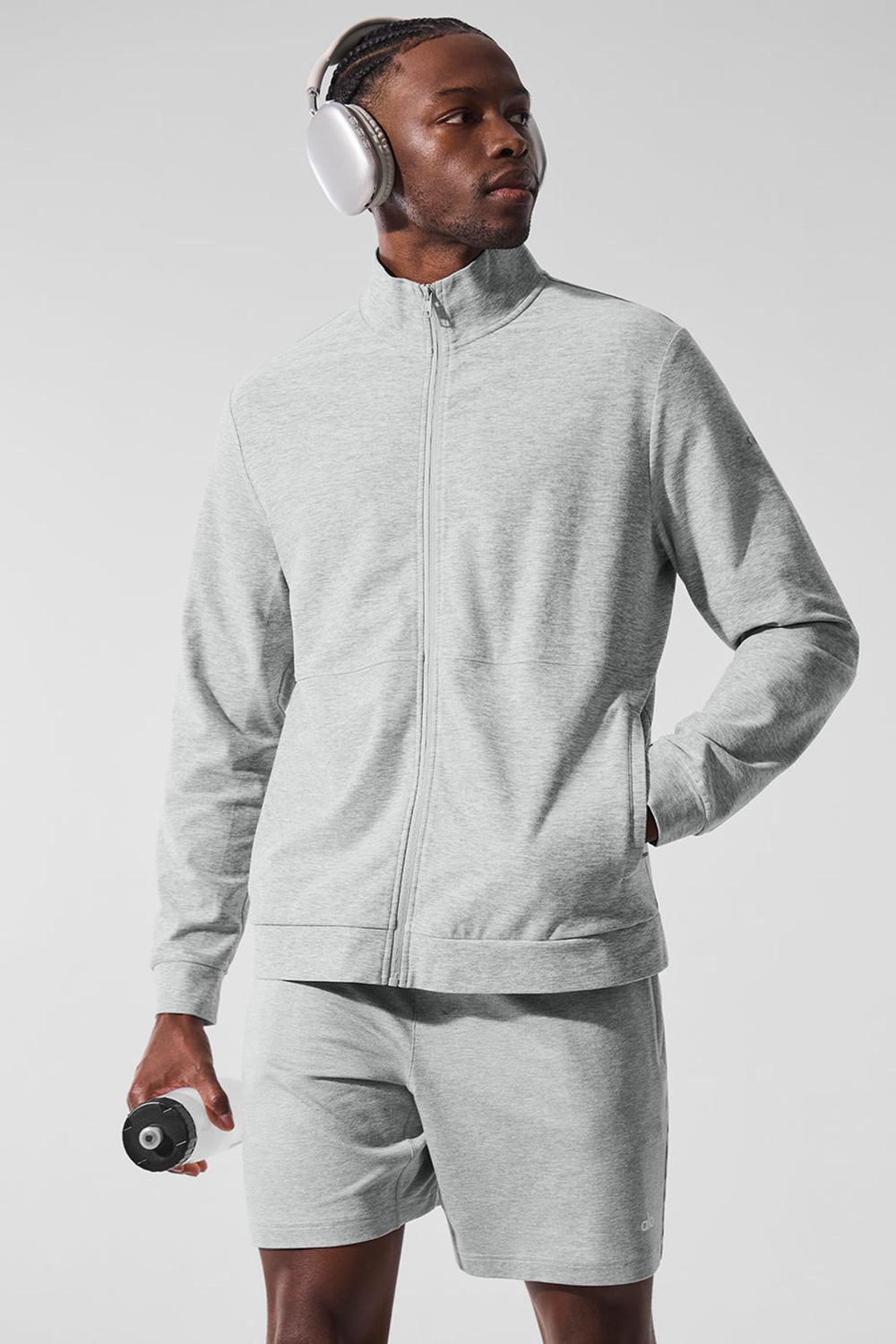 Alo Yoga Conquer Max Mock Neck Full Zip Miesten Takit Harmaat | Suomi  4627-QDKIT