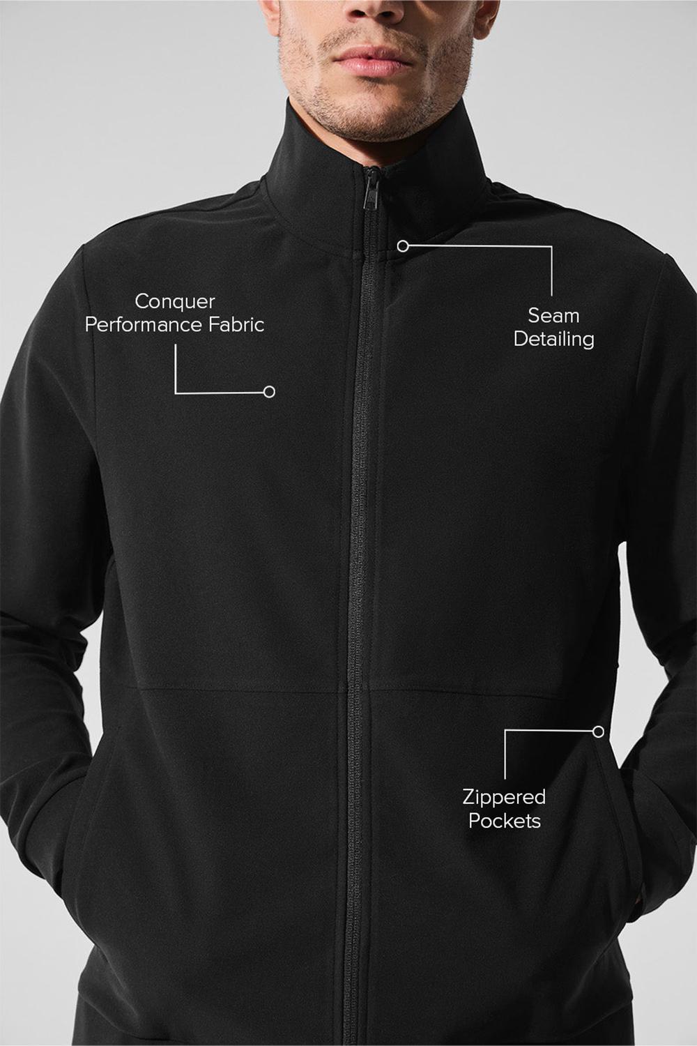 Alo Yoga Conquer Max Mock Neck Full Zip Miesten Takit Mustat | Suomi  3865-DARMF