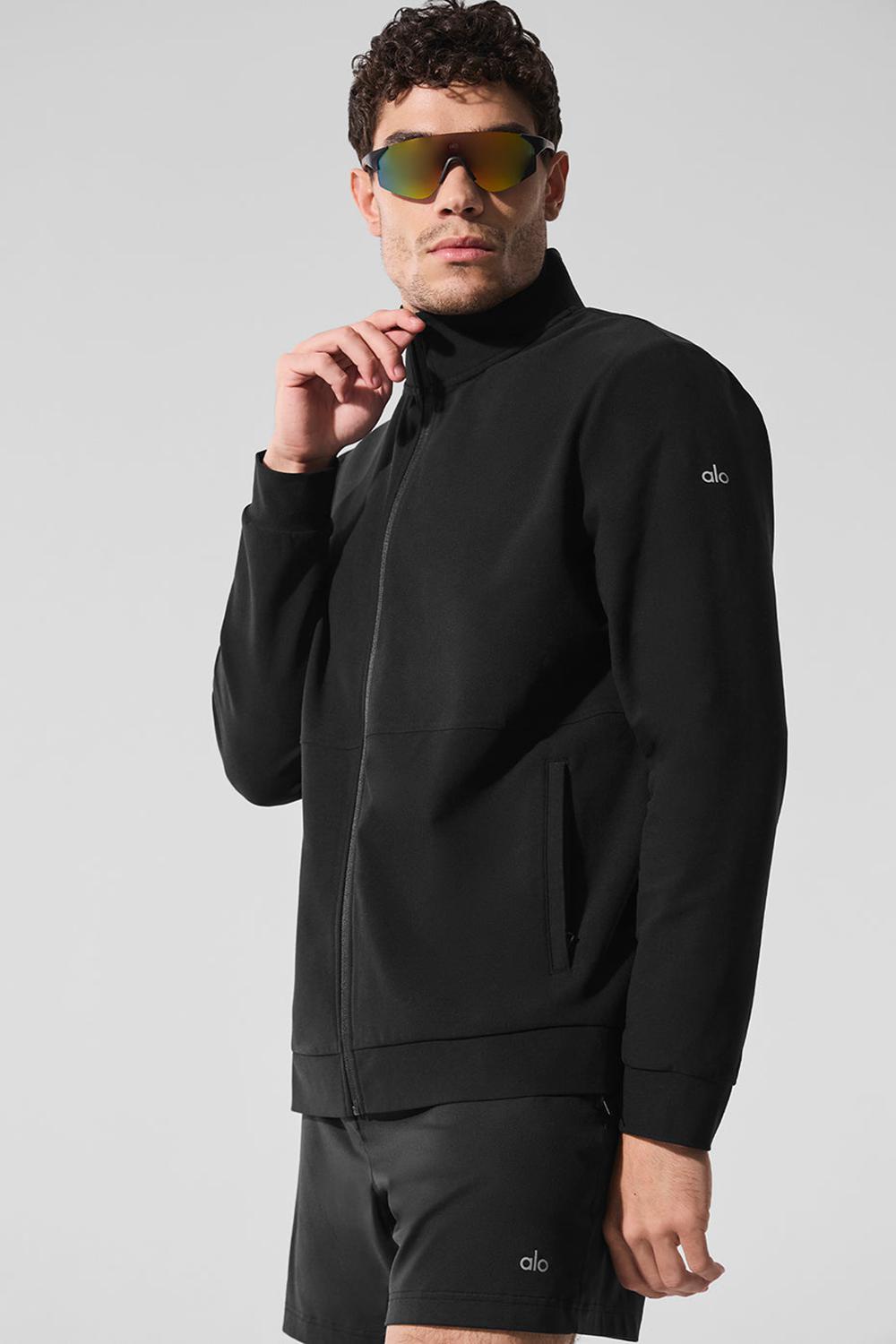 Alo Yoga Conquer Max Mock Neck Full Zip Miesten Takit Mustat | Suomi  3865-DARMF