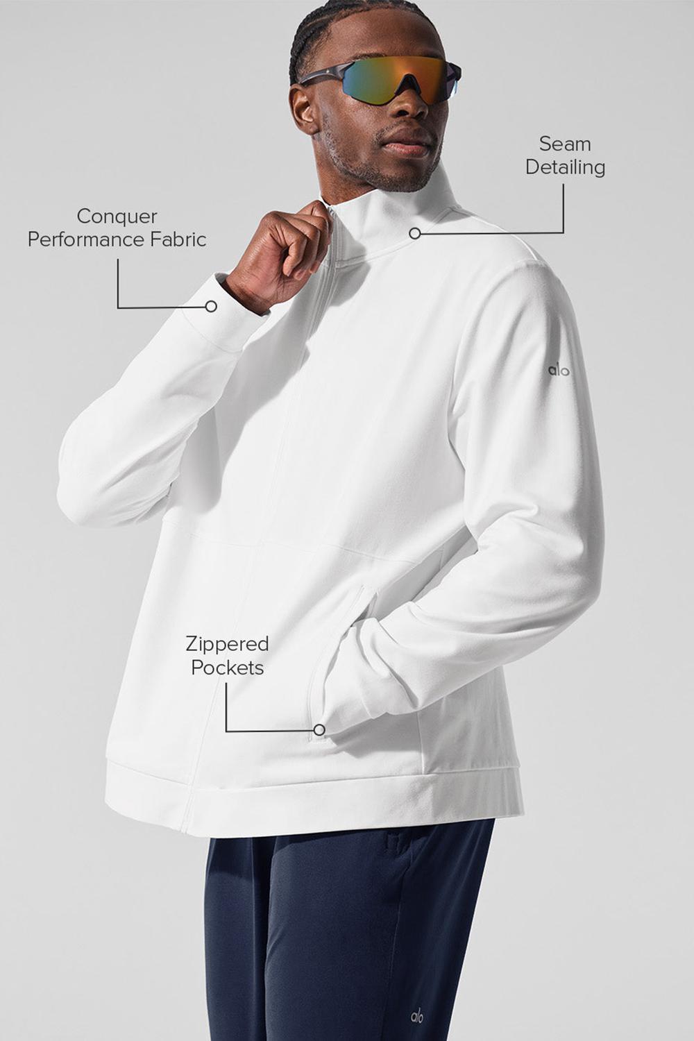 Alo Yoga Conquer Max Mock Neck Full Zip Miesten Takit Valkoinen | Suomi  2937-JWZFK