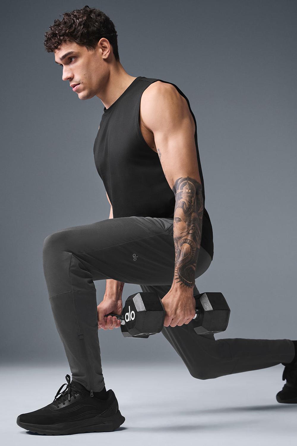Alo Yoga Conquer Muscle Miesten Juoksupaidat Mustat | Suomi  8370-EUKDJ