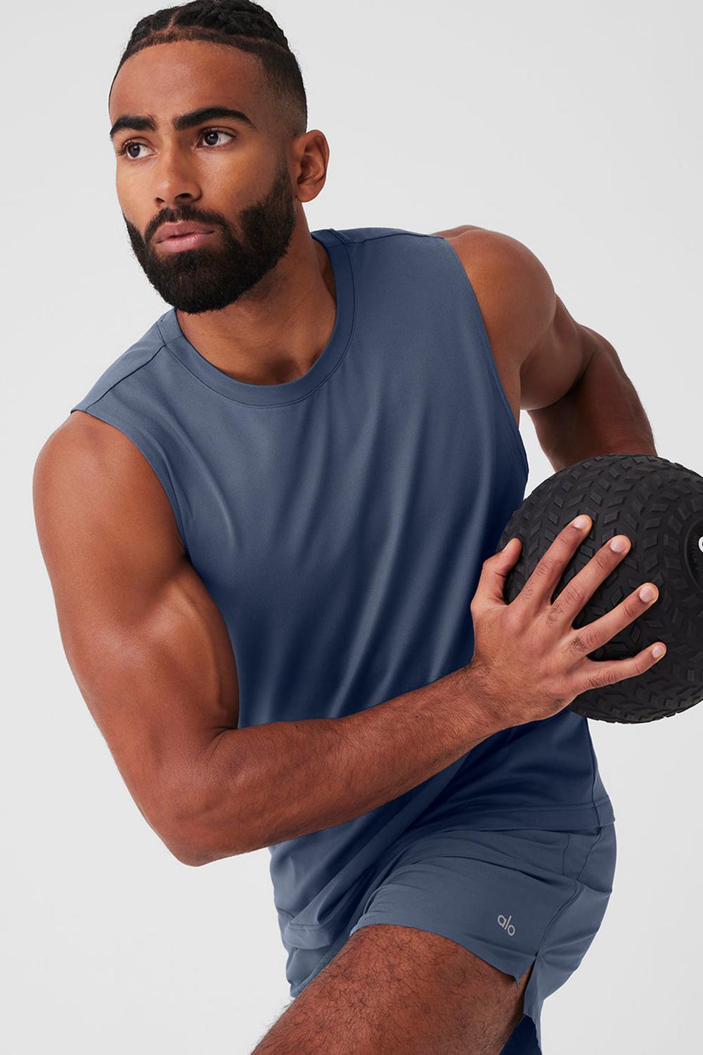 Alo Yoga Conquer Muscle Miesten Juoksupaidat Bluestone | Suomi  5349-DATIB
