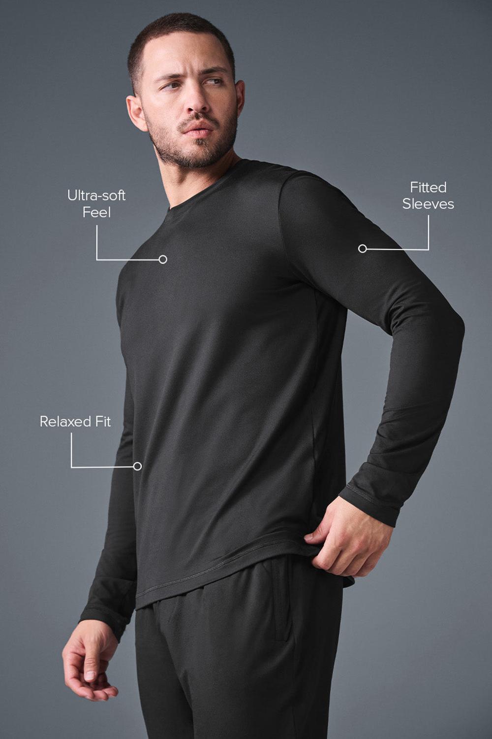 Alo Yoga Conquer Reform Crewneck Miesten Pitkähihainen Mustat | Suomi  4135-IGHUQ