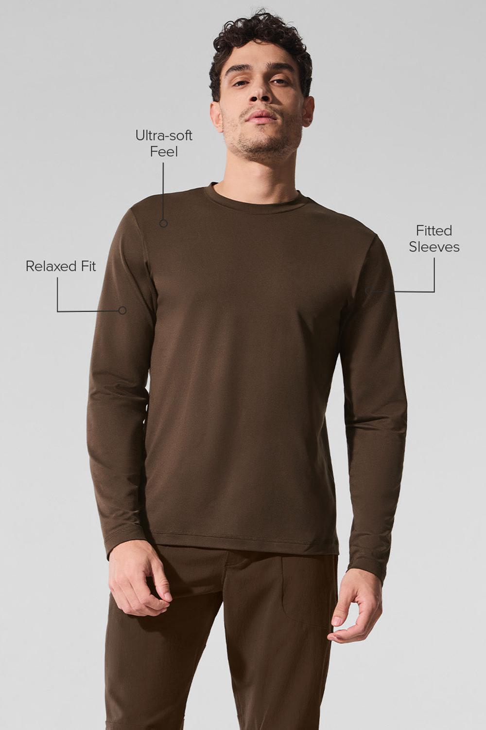 Alo Yoga Conquer Reform Crewneck Miesten Pitkähihainen Espresso | Suomi  5839-FIBJK