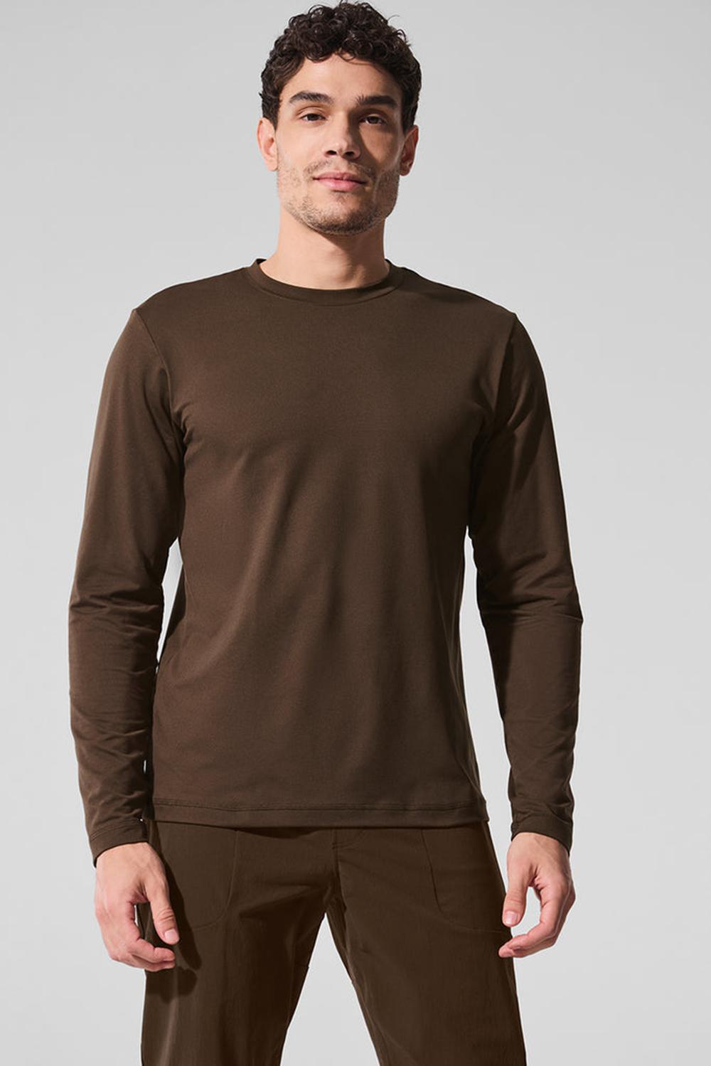 Alo Yoga Conquer Reform Crewneck Miesten Pitkähihainen Espresso | Suomi  5839-FIBJK