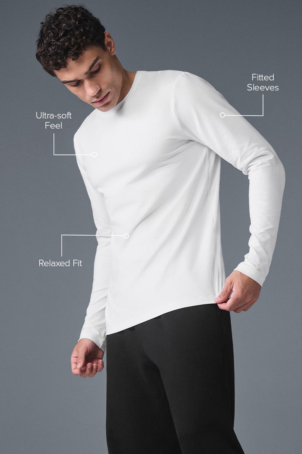 Alo Yoga Conquer Reform Crewneck Miesten Pitkähihainen Valkoinen | Suomi  1290-PDIJT