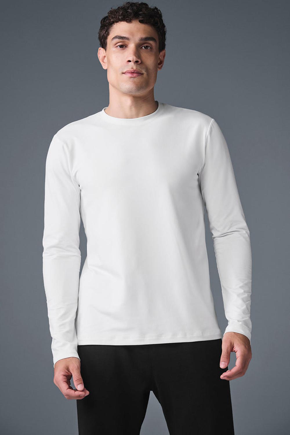 Alo Yoga Conquer Reform Crewneck Miesten Pitkähihainen Valkoinen | Suomi  1290-PDIJT