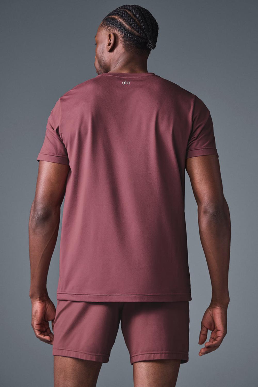 Alo Yoga Conquer Reform Crewneck Miesten Short Sleeve Viininpunainen | Suomi  6247-ESGLX