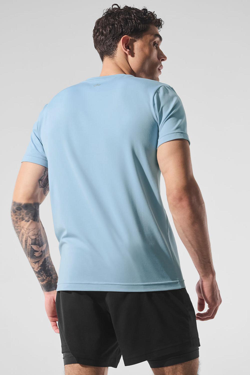 Alo Yoga Conquer Reform Crewneck Miesten Short Sleeve Sininen | Suomi  4152-SENFM