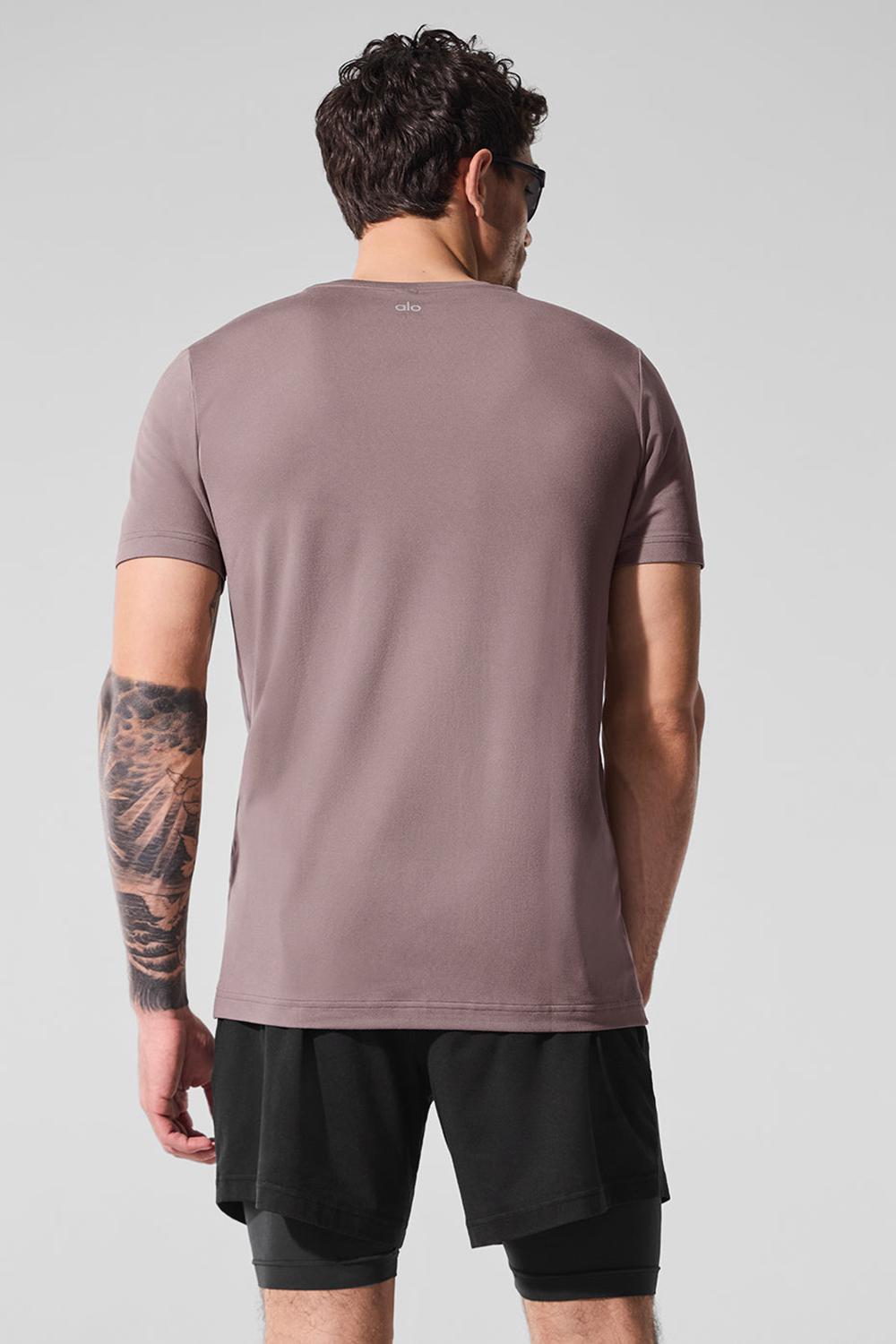 Alo Yoga Conquer Reform Crewneck Miesten Short Sleeve Mushroom | Suomi  9835-ZTPVQ