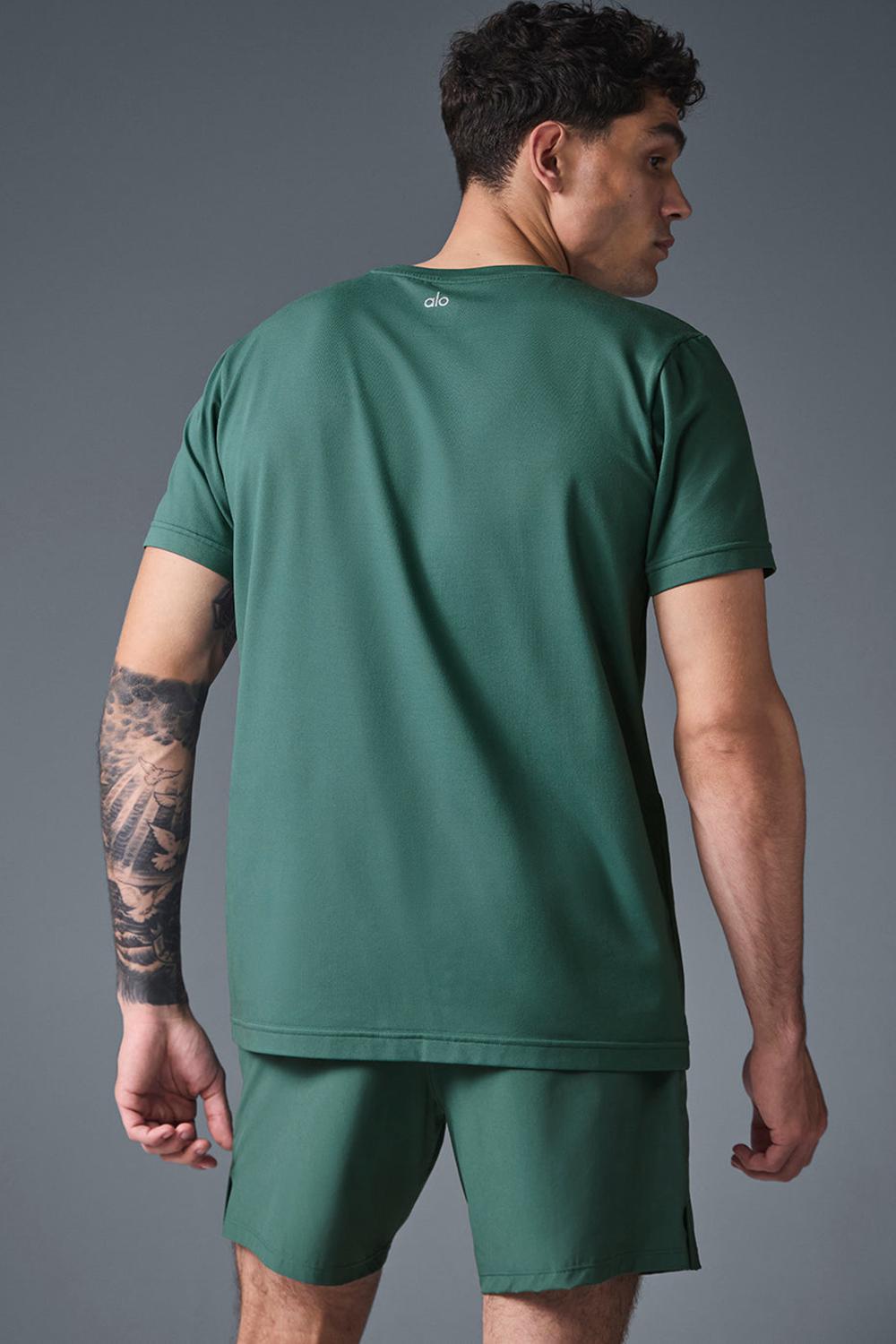 Alo Yoga Conquer Reform Crewneck Miesten Short Sleeve Winter Ivy | Suomi  2431-KXYMT
