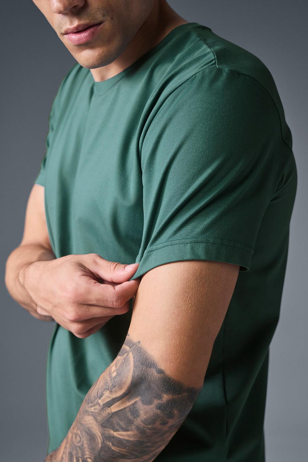 Alo Yoga Conquer Reform Crewneck Miesten Short Sleeve Winter Ivy | Suomi  2431-KXYMT