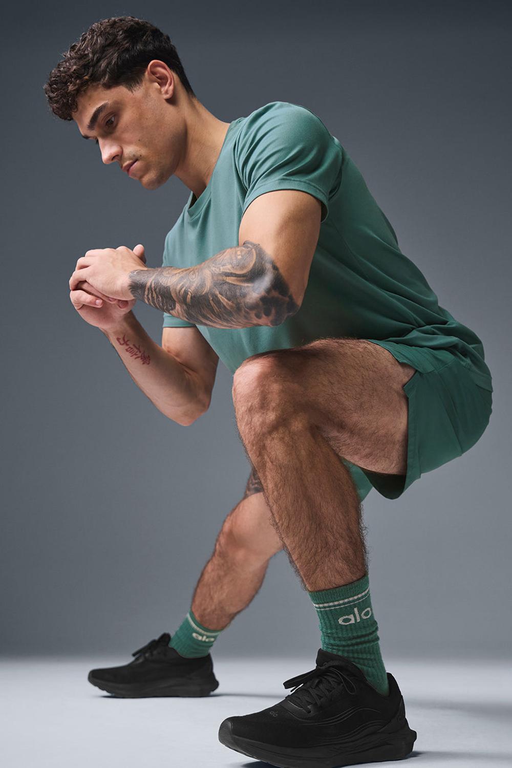 Alo Yoga Conquer Reform Crewneck Miesten Short Sleeve Winter Ivy | Suomi  2431-KXYMT