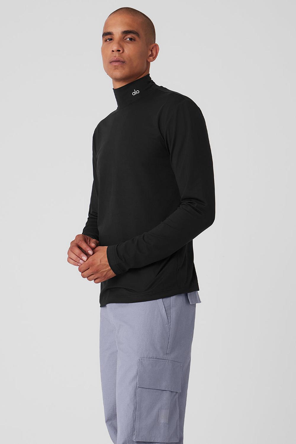 Alo Yoga Conquer Reform Mock Neck Miesten Pitkähihainen Mustat | Suomi  4291-GNORB