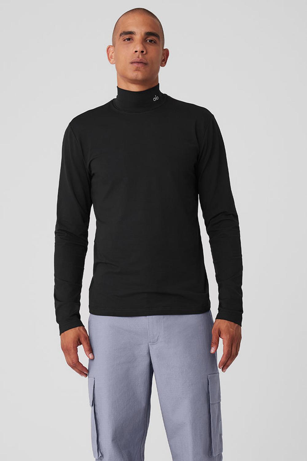 Alo Yoga Conquer Reform Mock Neck Miesten Pitkähihainen Mustat | Suomi  4291-GNORB