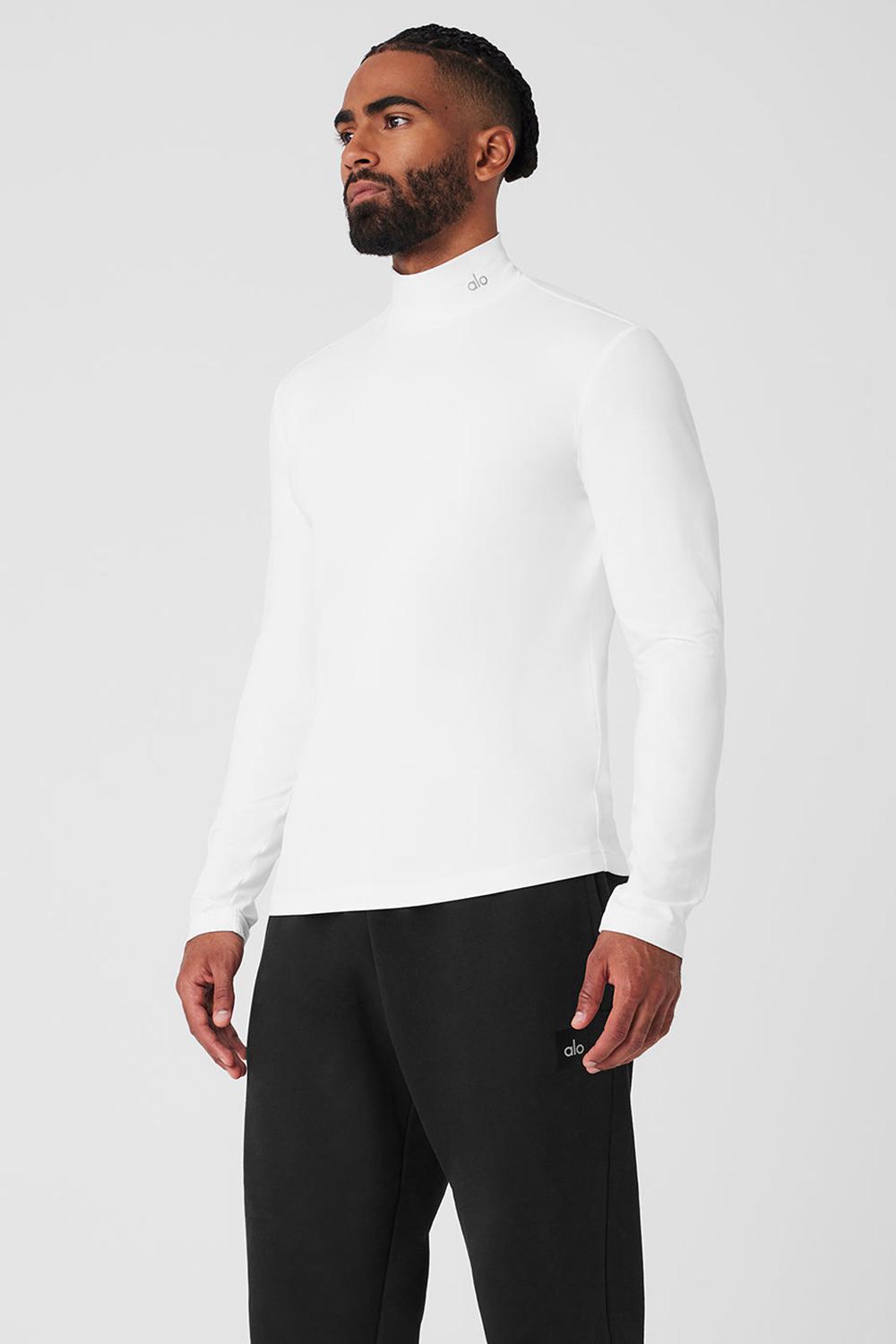 Alo Yoga Conquer Reform Mock Neck Miesten Pitkähihainen Valkoinen | Suomi  5268-MYIPH