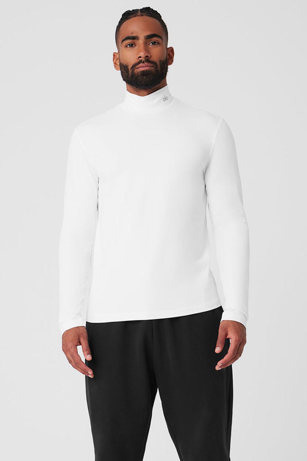 Alo Yoga Conquer Reform Mock Neck Miesten Pitkähihainen Valkoinen | Suomi  5268-MYIPH