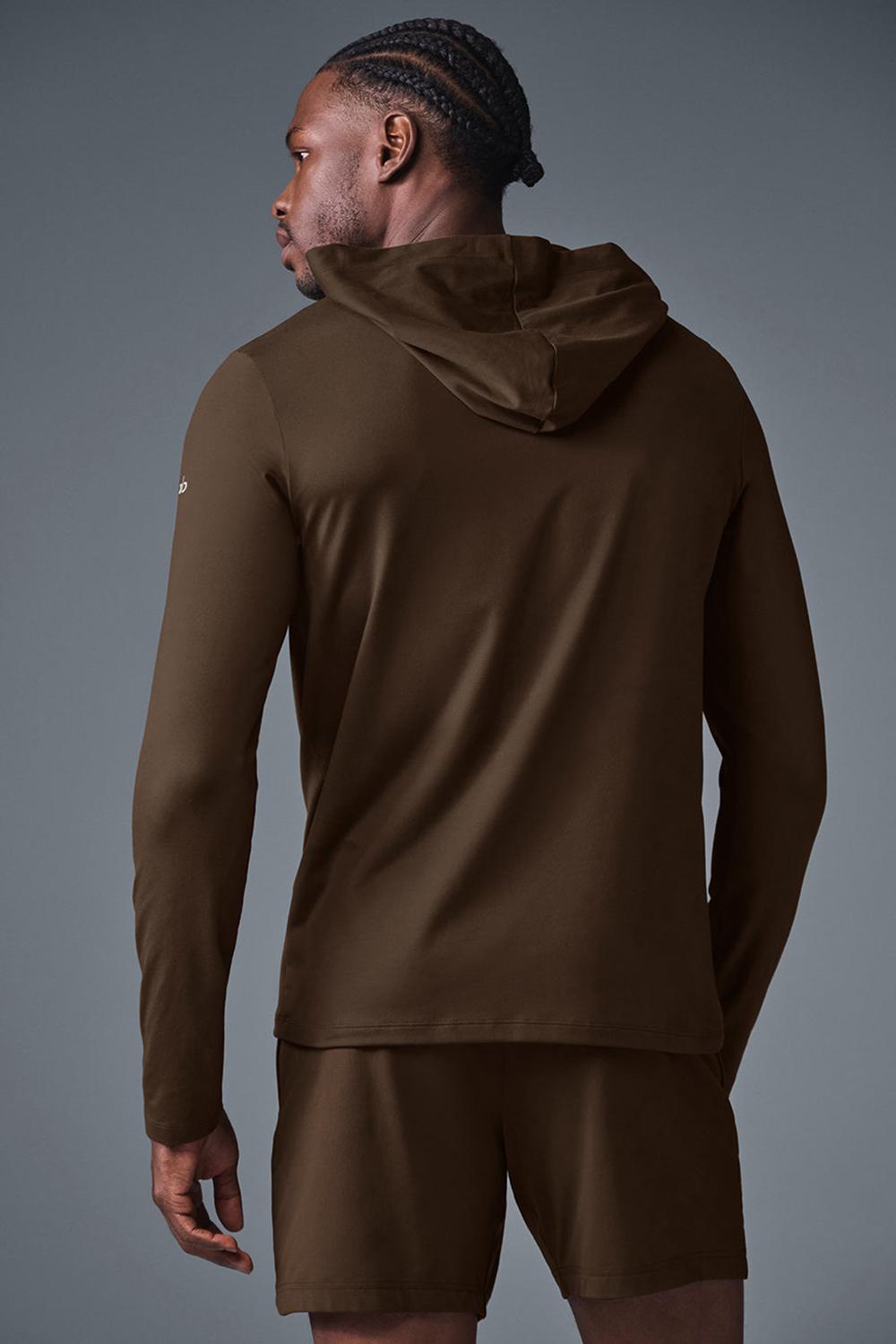 Alo Yoga Conquer Reform With Hood Miesten Pitkähihainen Espresso | Suomi  7869-YIFJV