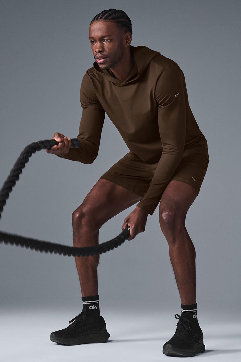 Alo Yoga Conquer Reform With Hood Miesten Pitkähihainen Espresso | Suomi  7869-YIFJV