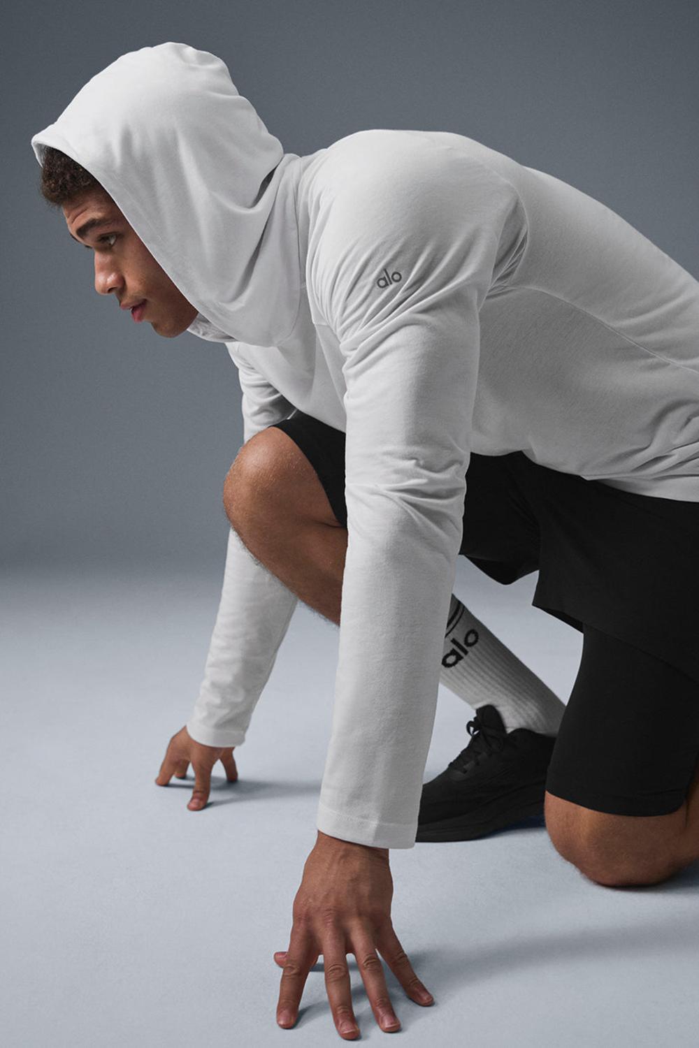 Alo Yoga Core Runner Miesten Huppari Valkoinen | Suomi  6350-RFGMS