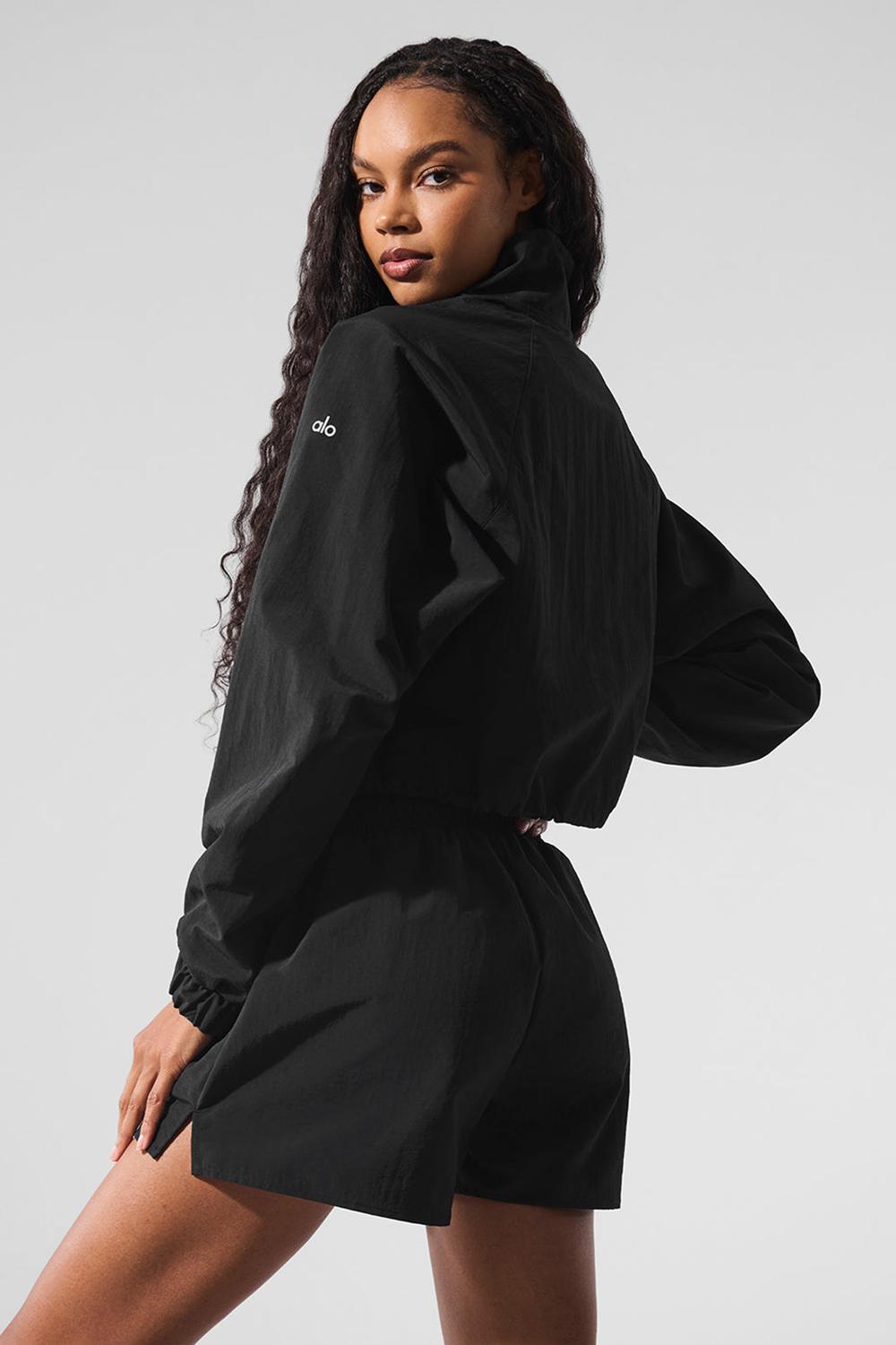 Alo Yoga Cropped 1/4 Zip Alumni Naisten Villapusero Mustat | Suomi  3680-QOKAC
