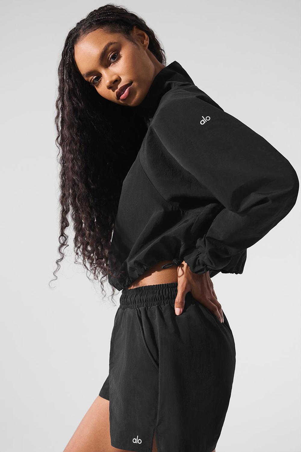 Alo Yoga Cropped 1/4 Zip Alumni Naisten Villapusero Mustat | Suomi  3680-QOKAC