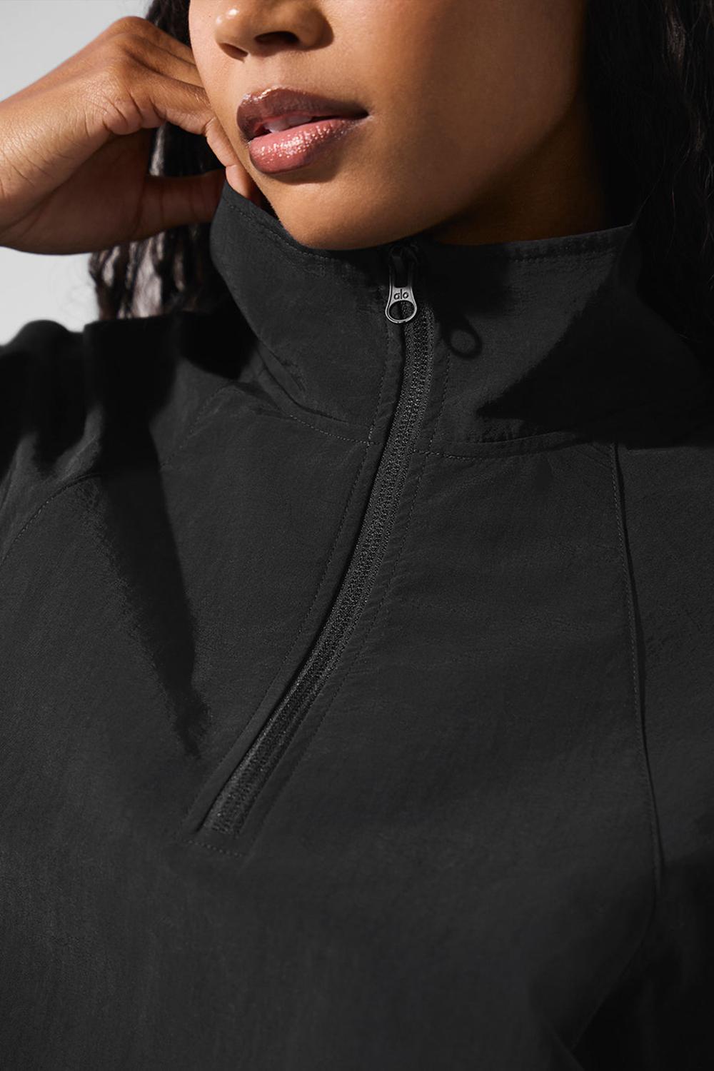 Alo Yoga Cropped 1/4 Zip Alumni Naisten Villapusero Mustat | Suomi  3680-QOKAC