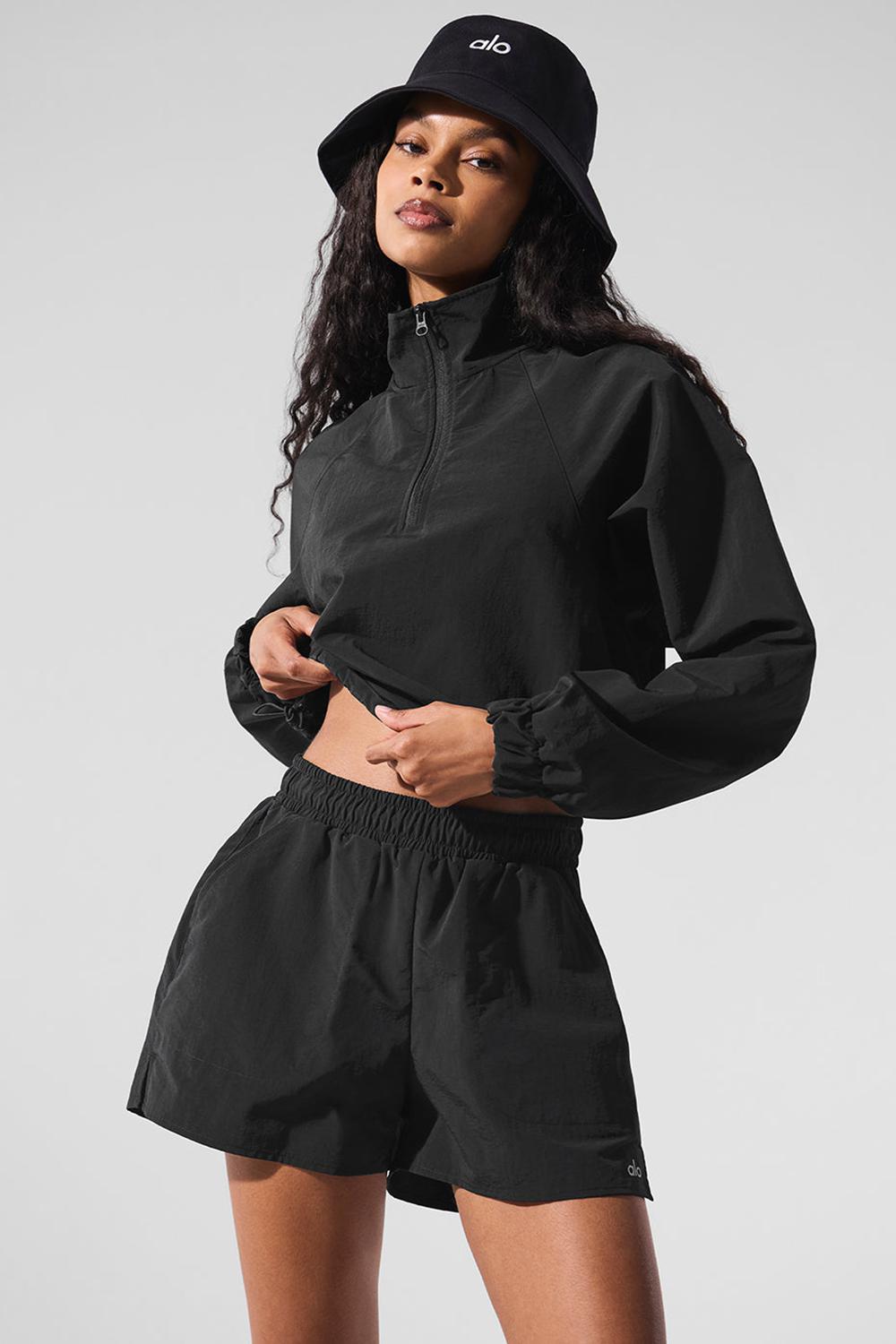 Alo Yoga Cropped 1/4 Zip Alumni Naisten Villapusero Mustat | Suomi  3680-QOKAC