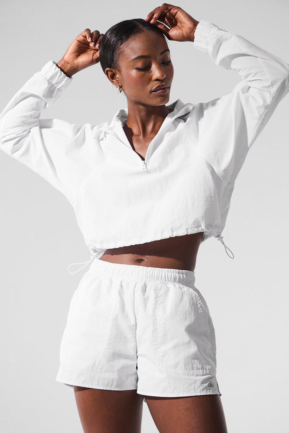 Alo Yoga Cropped 1/4 Zip Alumni Naisten Villapusero Valkoinen | Suomi  7420-XOPCF