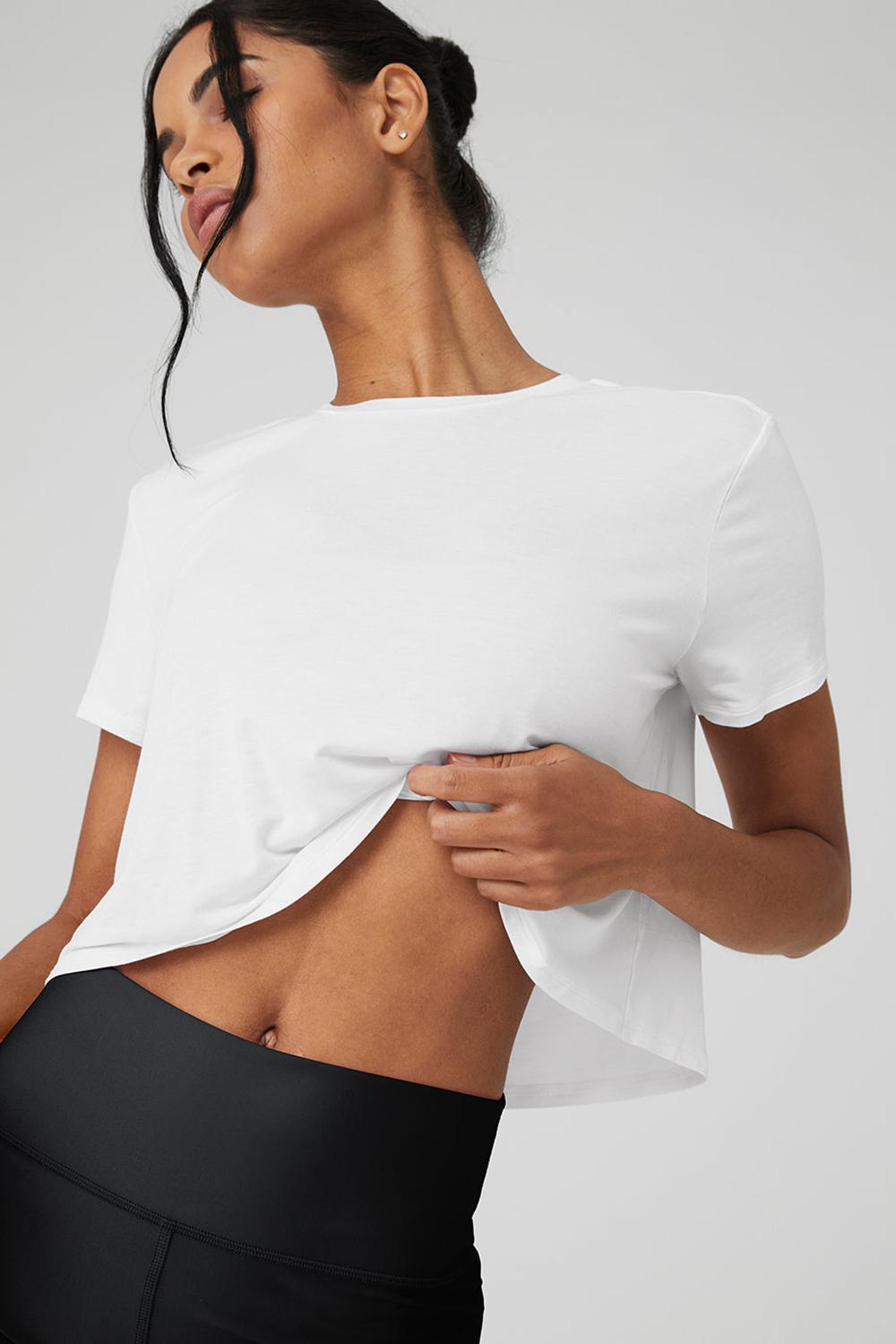 Alo Yoga Cropped All Day Naisten Short Sleeve Valkoinen | Suomi  0236-BWYPR