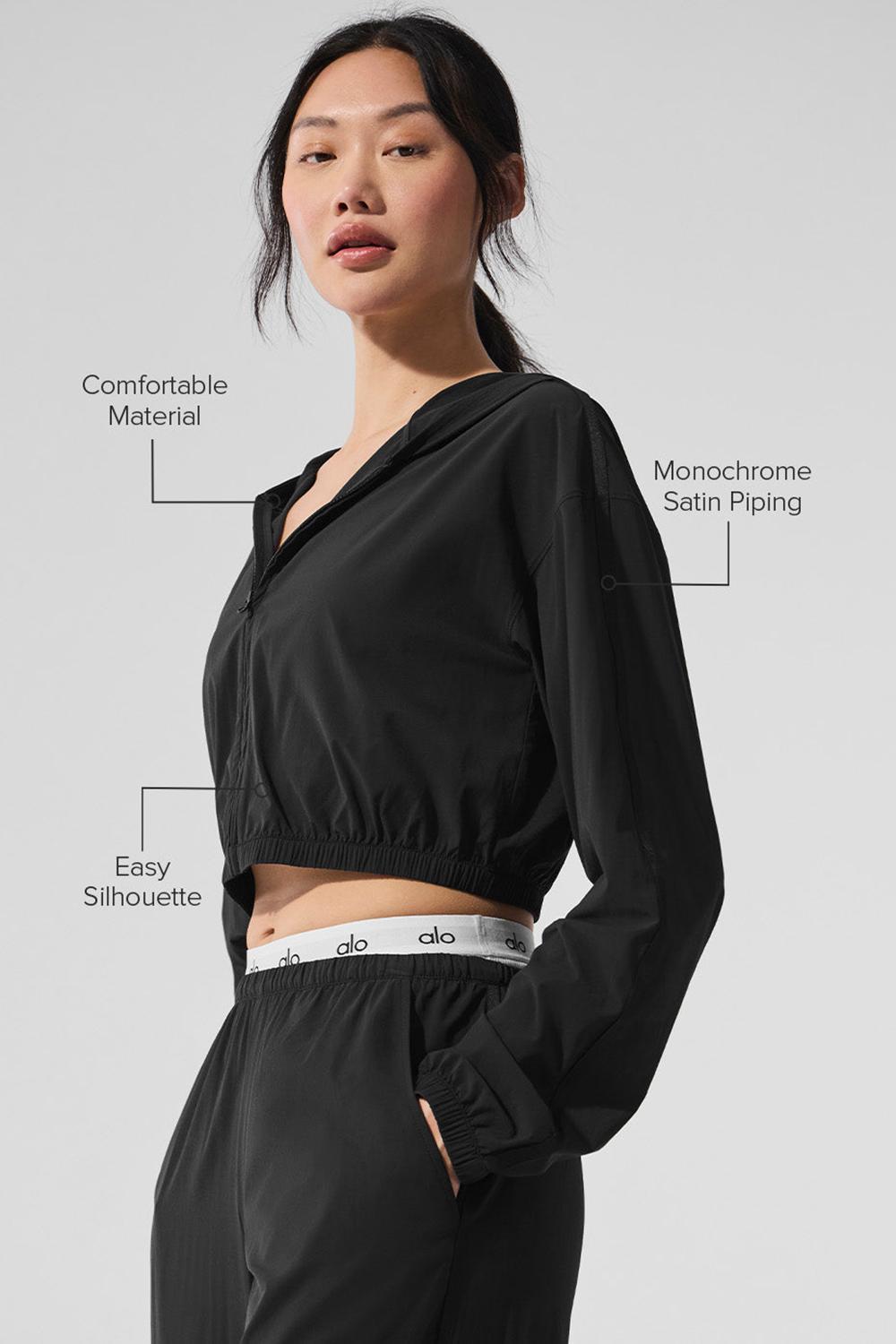 Alo Yoga Cropped Breezy Full-Zip Naisten Huppari Mustat | Suomi  8071-RWQFO