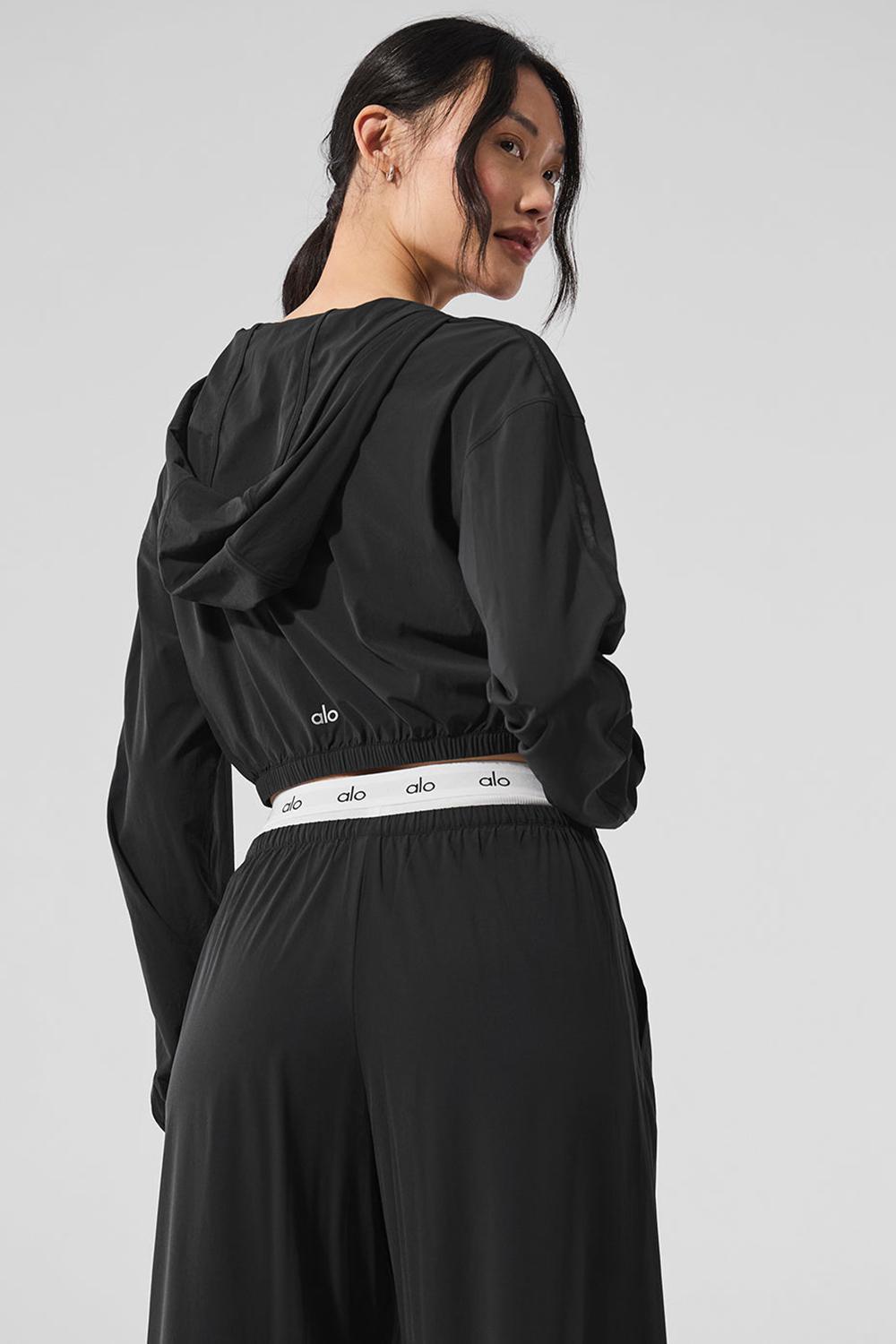 Alo Yoga Cropped Breezy Full-Zip Naisten Huppari Mustat | Suomi  8071-RWQFO