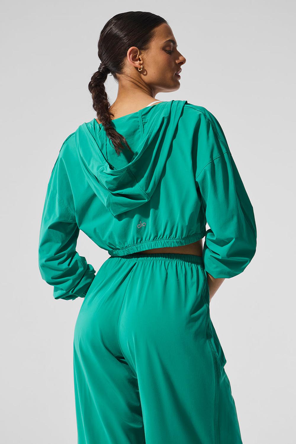 Alo Yoga Cropped Breezy Full-Zip Naisten Huppari Vihreä | Suomi  7128-CFWAR