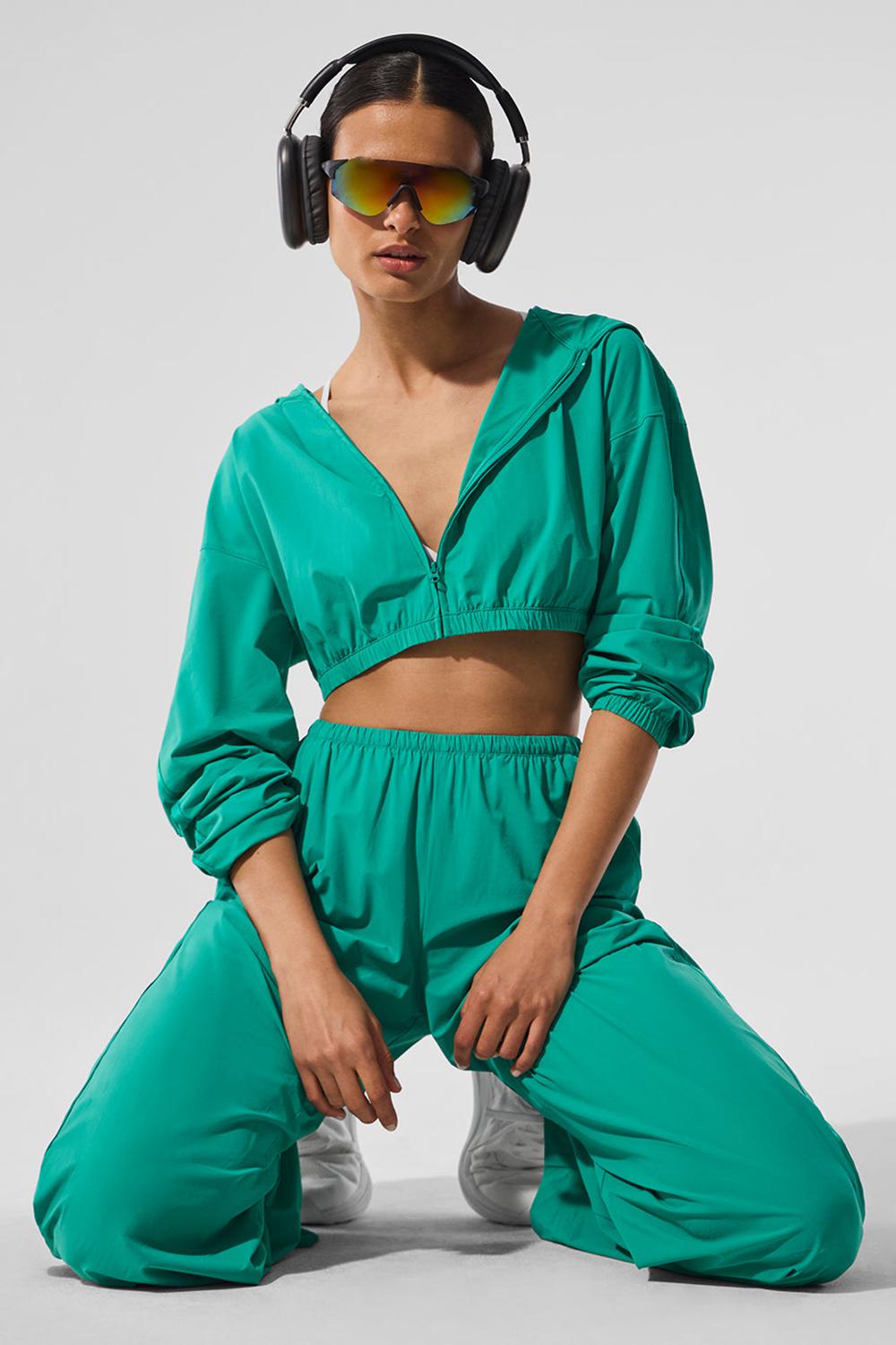 Alo Yoga Cropped Breezy Full-Zip Naisten Huppari Vihreä | Suomi  7128-CFWAR