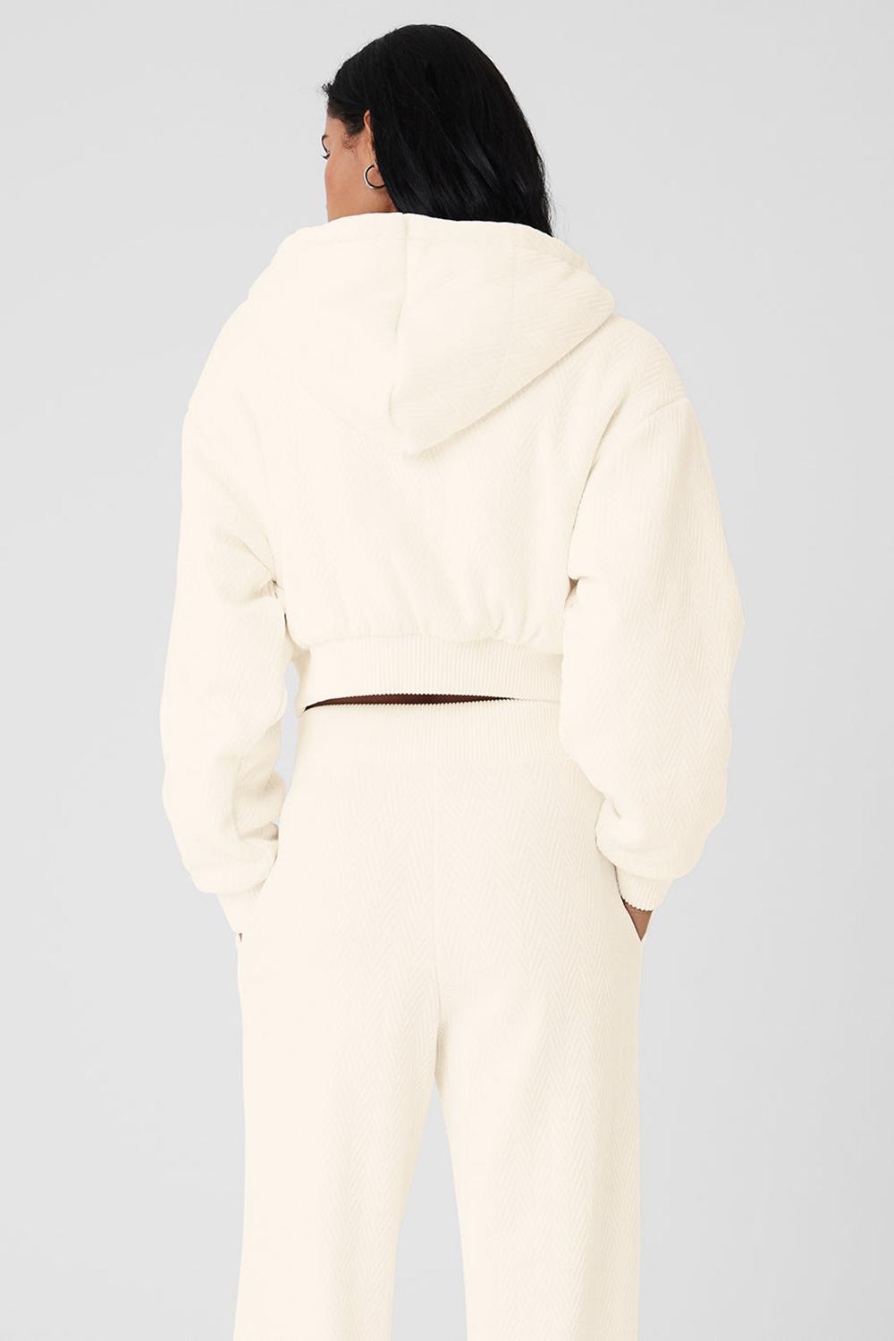 Alo Yoga Cropped Cozy Day Full Zip Naisten Takit Ivory | Suomi  6529-ATYOF