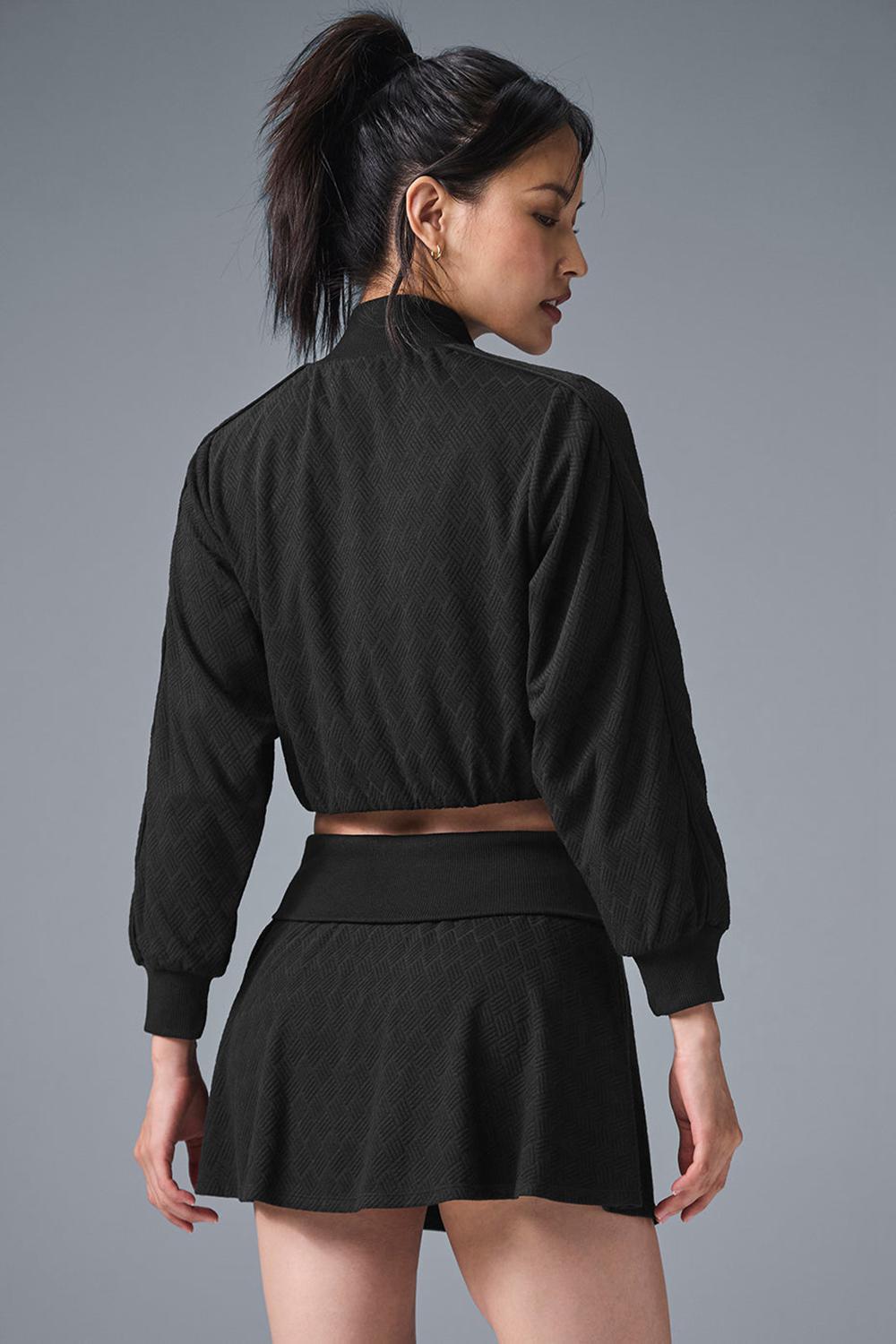 Alo Yoga Cropped Doubles Only Full Zip Naisten Takit Mustat | Suomi  9682-HDFRC