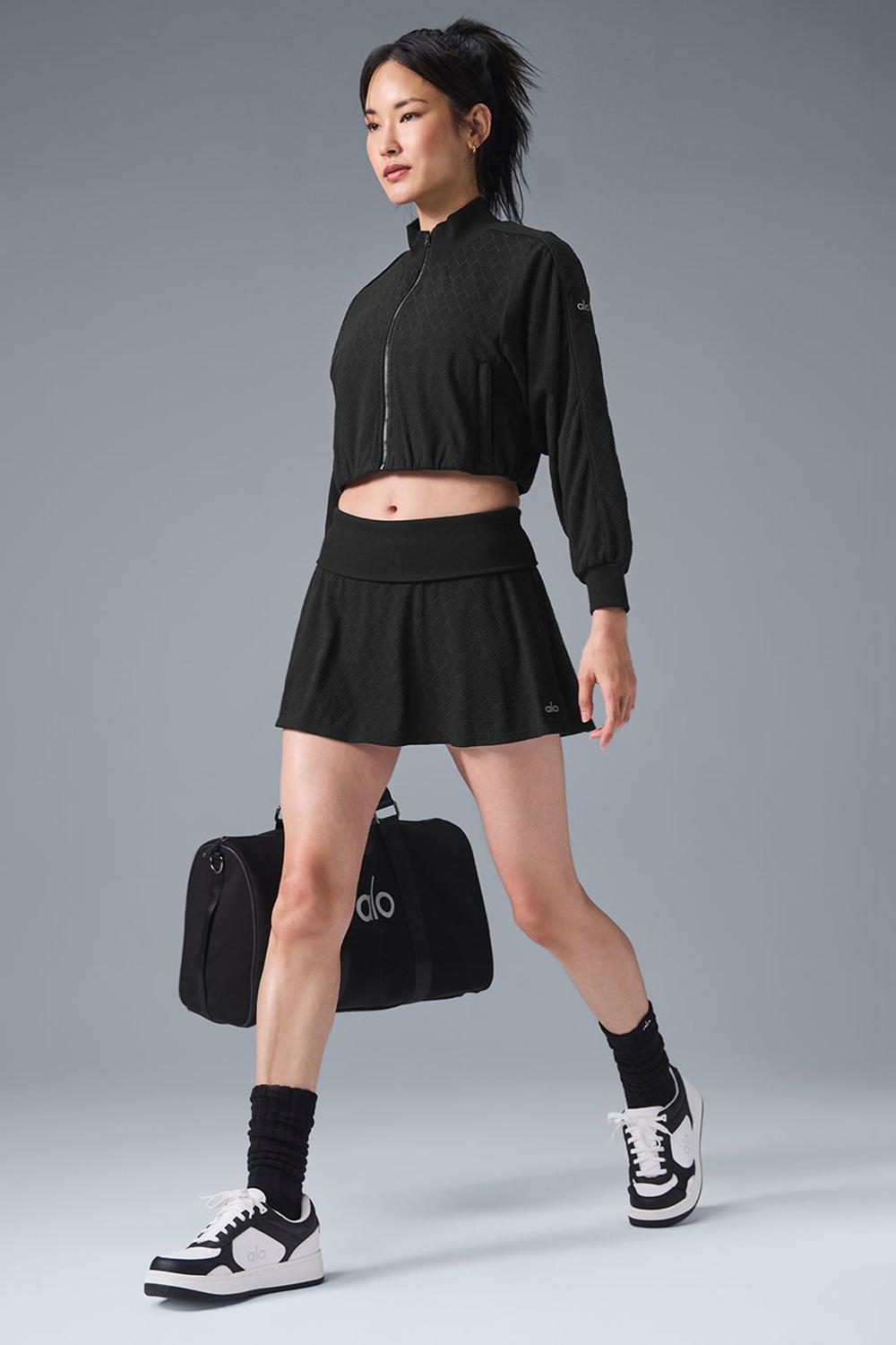 Alo Yoga Cropped Doubles Only Full Zip Naisten Takit Mustat | Suomi  9682-HDFRC