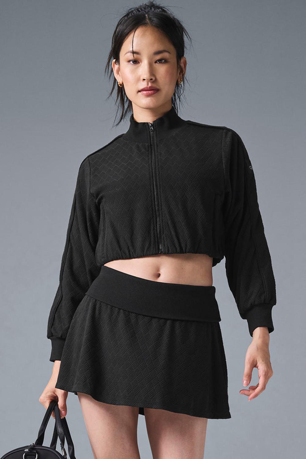 Alo Yoga Cropped Doubles Only Full Zip Naisten Takit Mustat | Suomi  9682-HDFRC