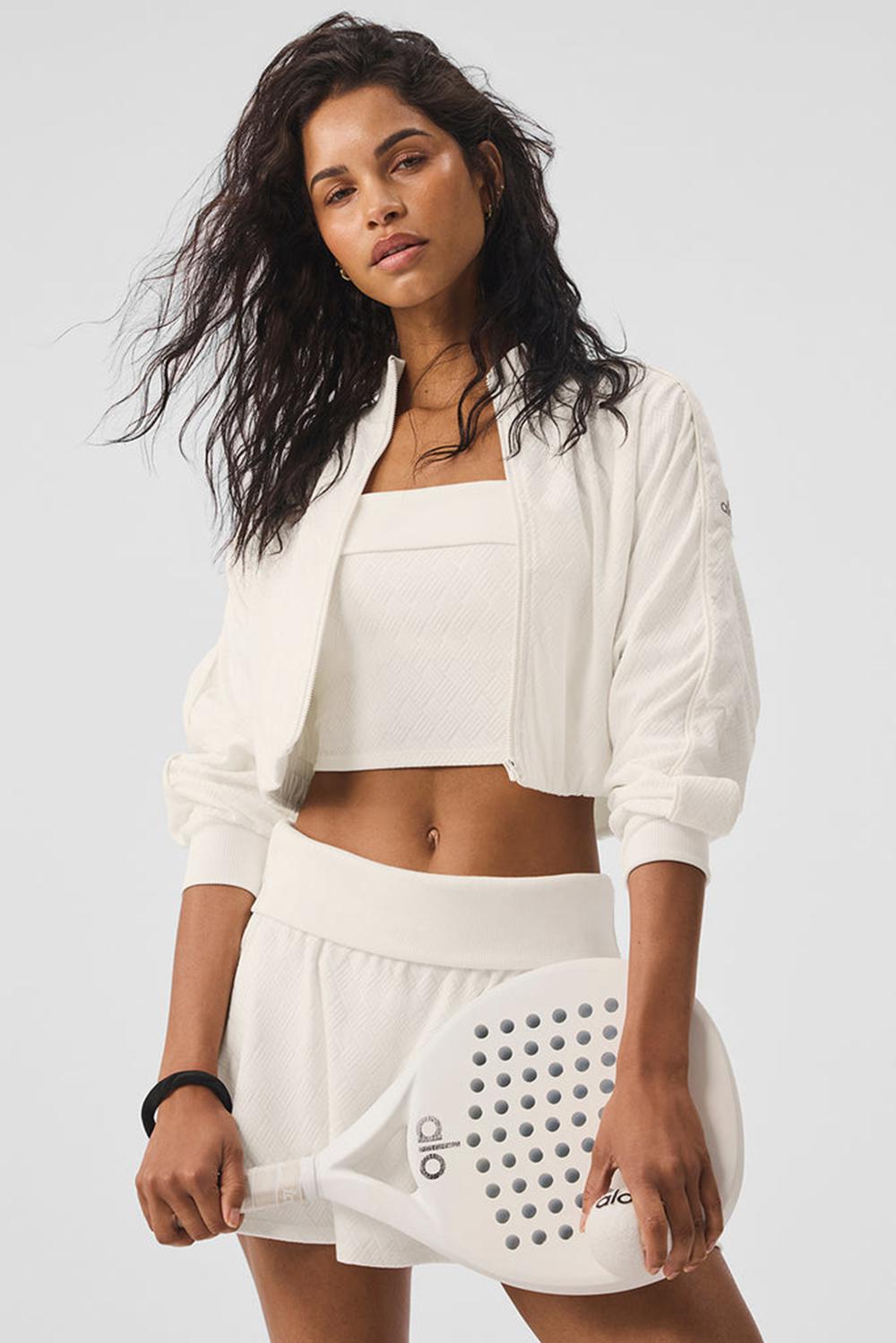 Alo Yoga Cropped Doubles Only Full Zip Naisten Takit Ivory | Suomi  7153-TRFXL