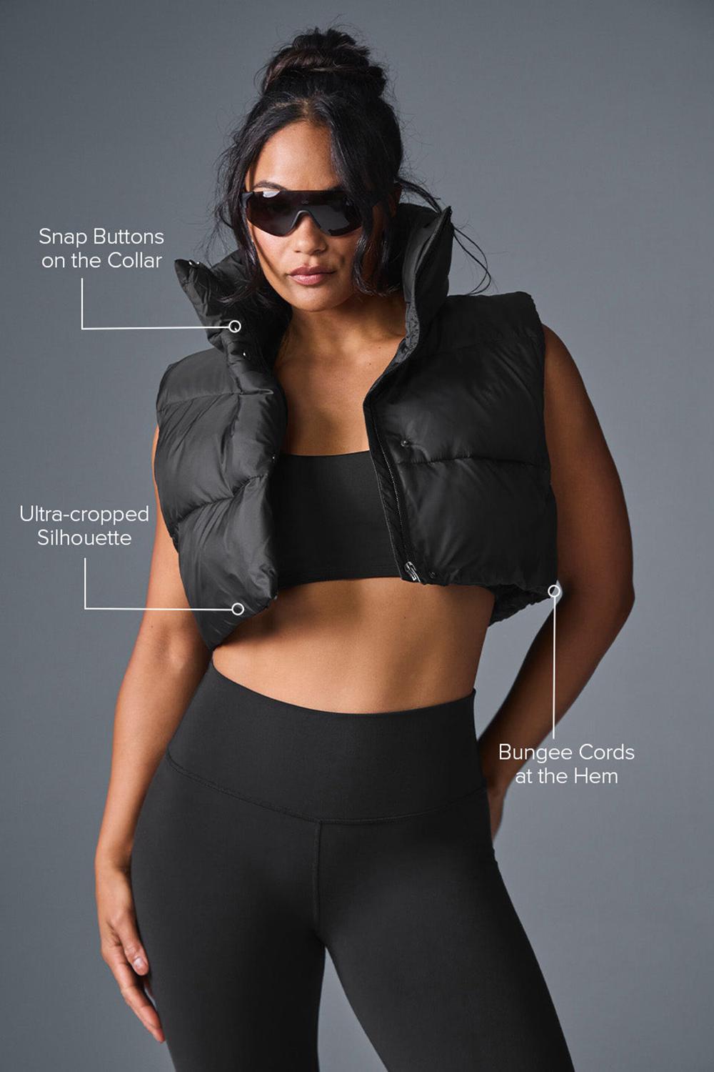 Alo Yoga Cropped Gold Rush Puffer Naisten Liivi Mustat | Suomi  4036-JVGHN
