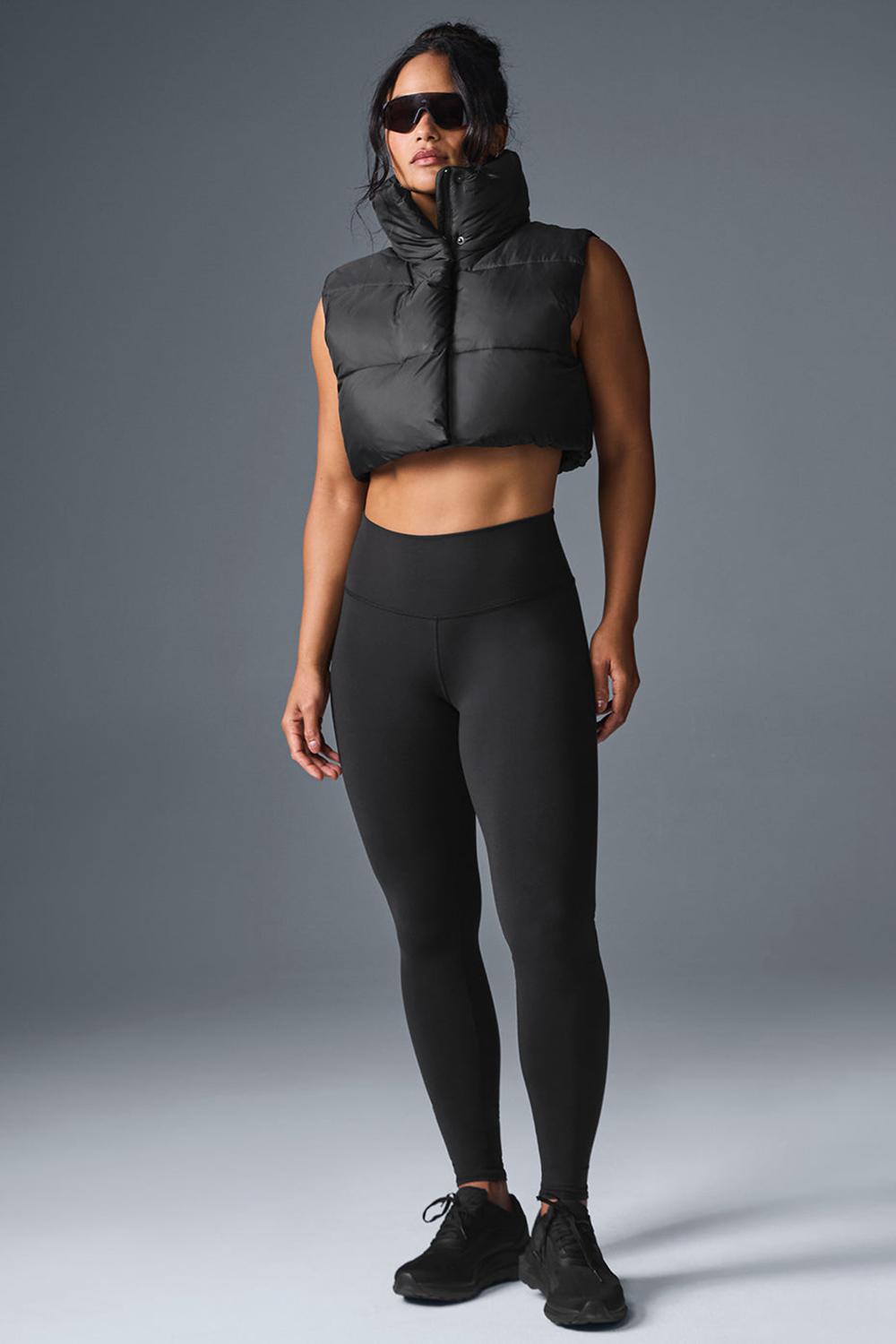 Alo Yoga Cropped Gold Rush Puffer Naisten Liivi Mustat | Suomi  4036-JVGHN