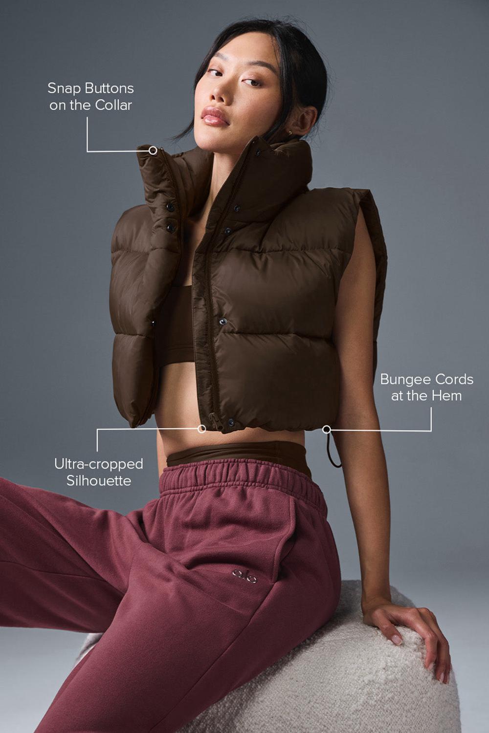 Alo Yoga Cropped Gold Rush Puffer Naisten Liivi Espresso | Suomi  2768-OZPRM