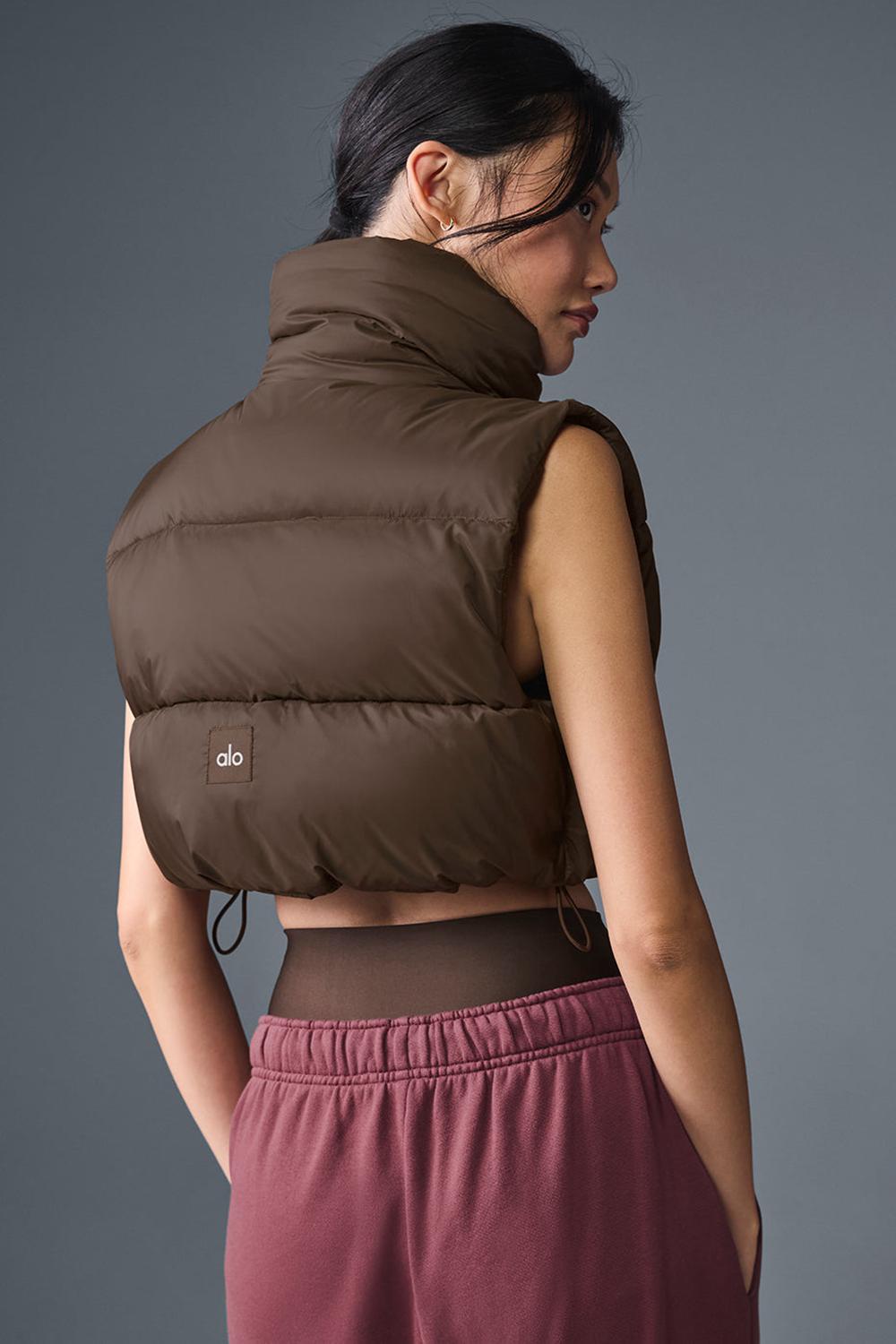 Alo Yoga Cropped Gold Rush Puffer Naisten Liivi Espresso | Suomi  2768-OZPRM