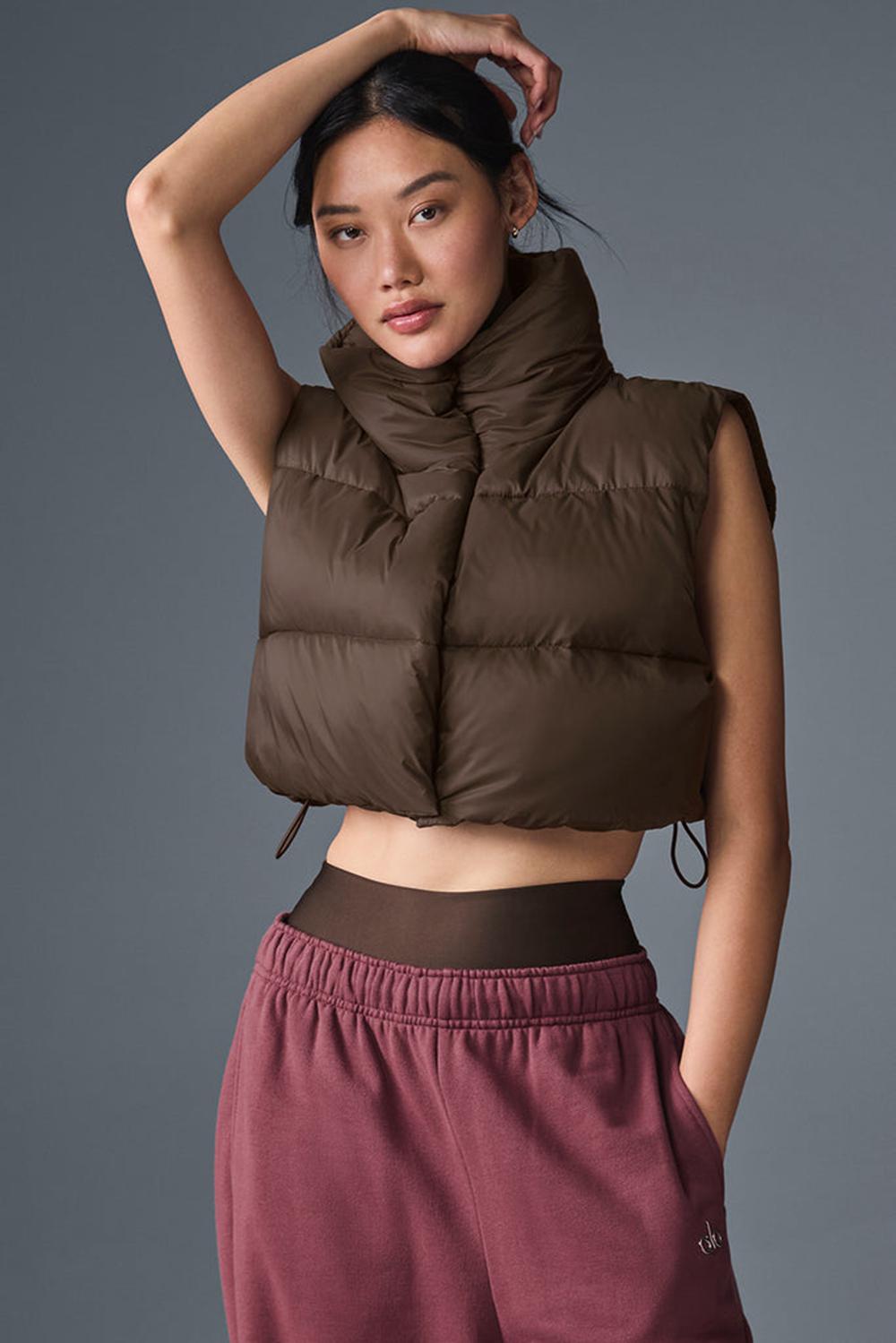 Alo Yoga Cropped Gold Rush Puffer Naisten Liivi Espresso | Suomi  2768-OZPRM