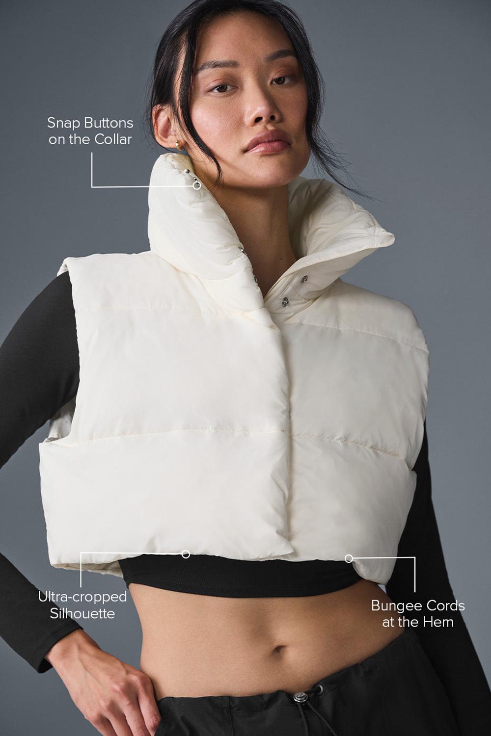 Alo Yoga Cropped Gold Rush Puffer Naisten Liivi Ivory | Suomi  4853-WFDHX