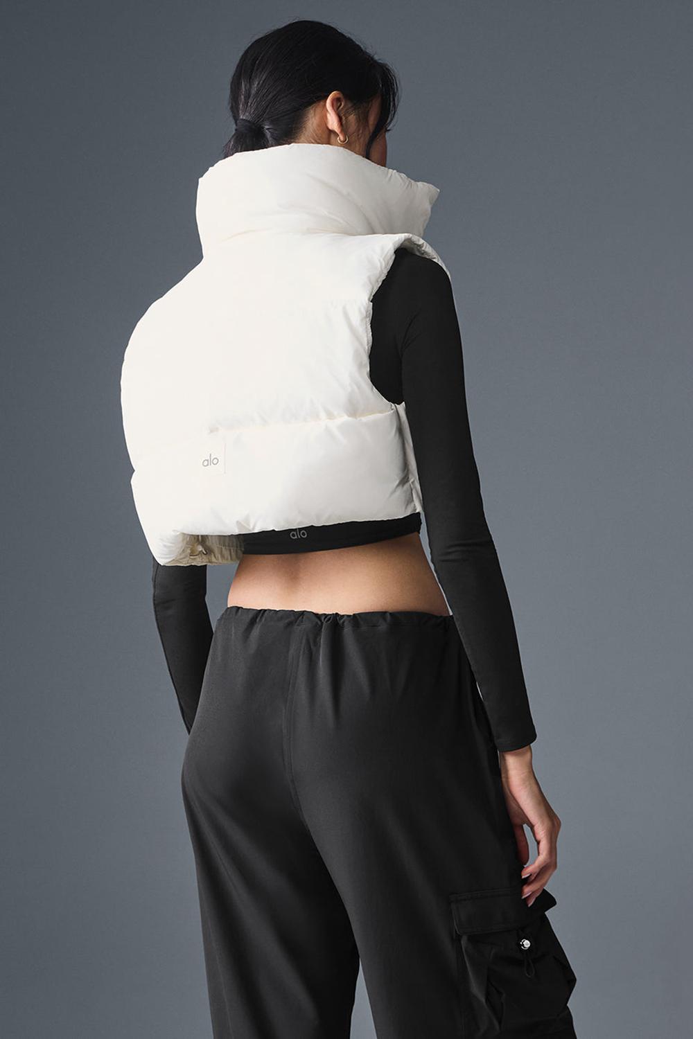 Alo Yoga Cropped Gold Rush Puffer Naisten Liivi Ivory | Suomi  4853-WFDHX